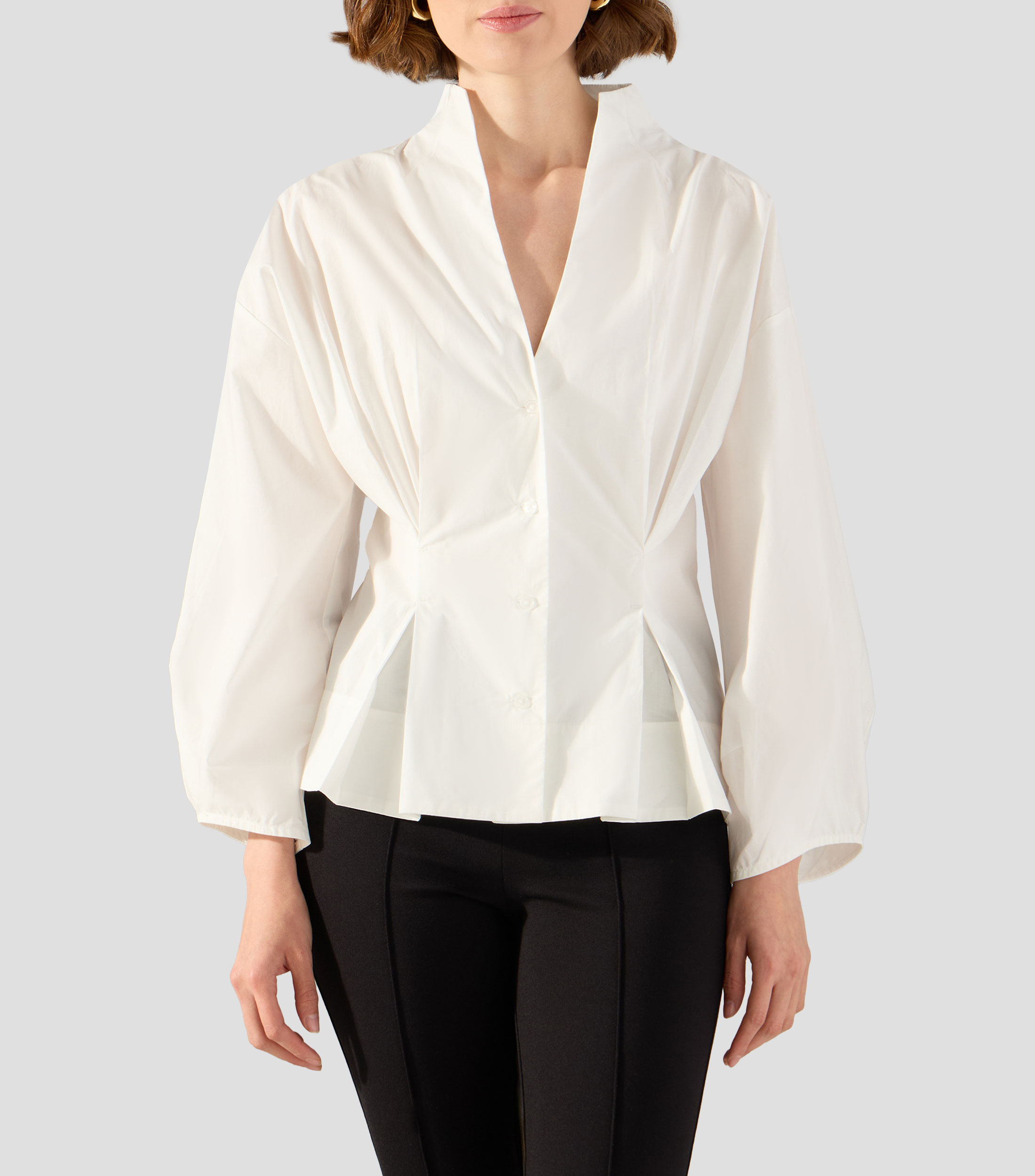 Blusa lisa con manga larga Mujer