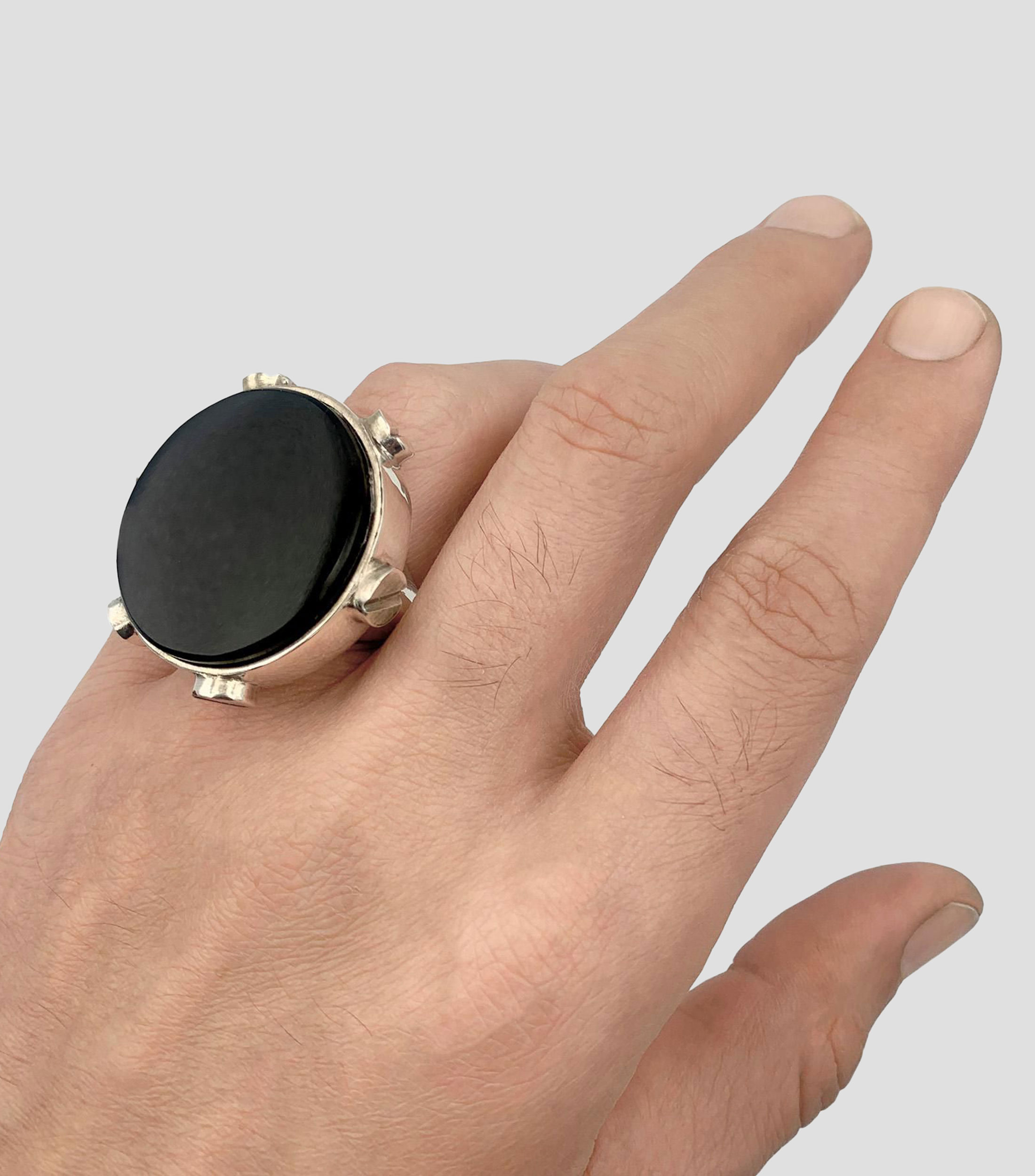 Anillo en plata con ónix Hombre