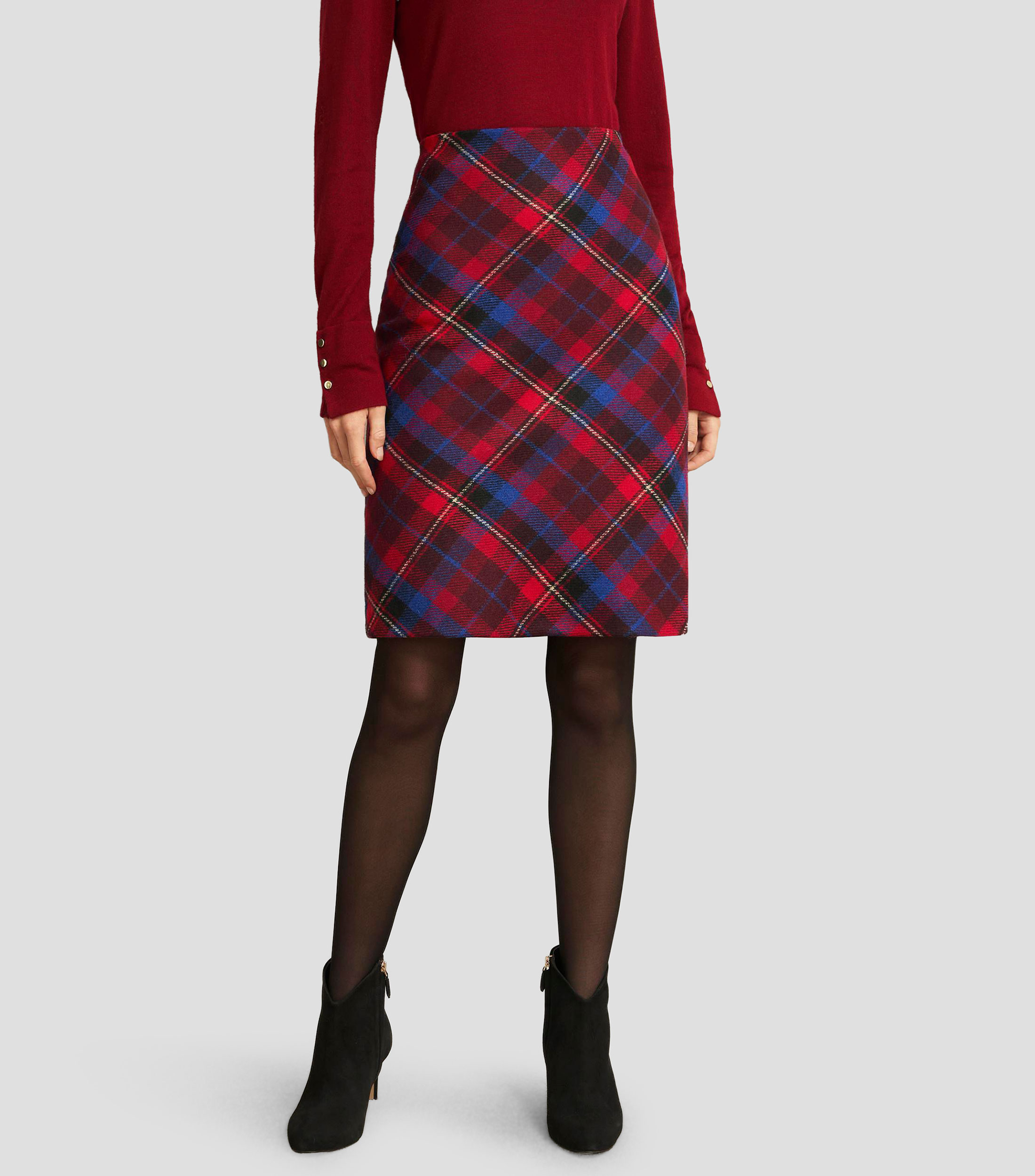 Falda midi de corte regular con cuadros Mujer