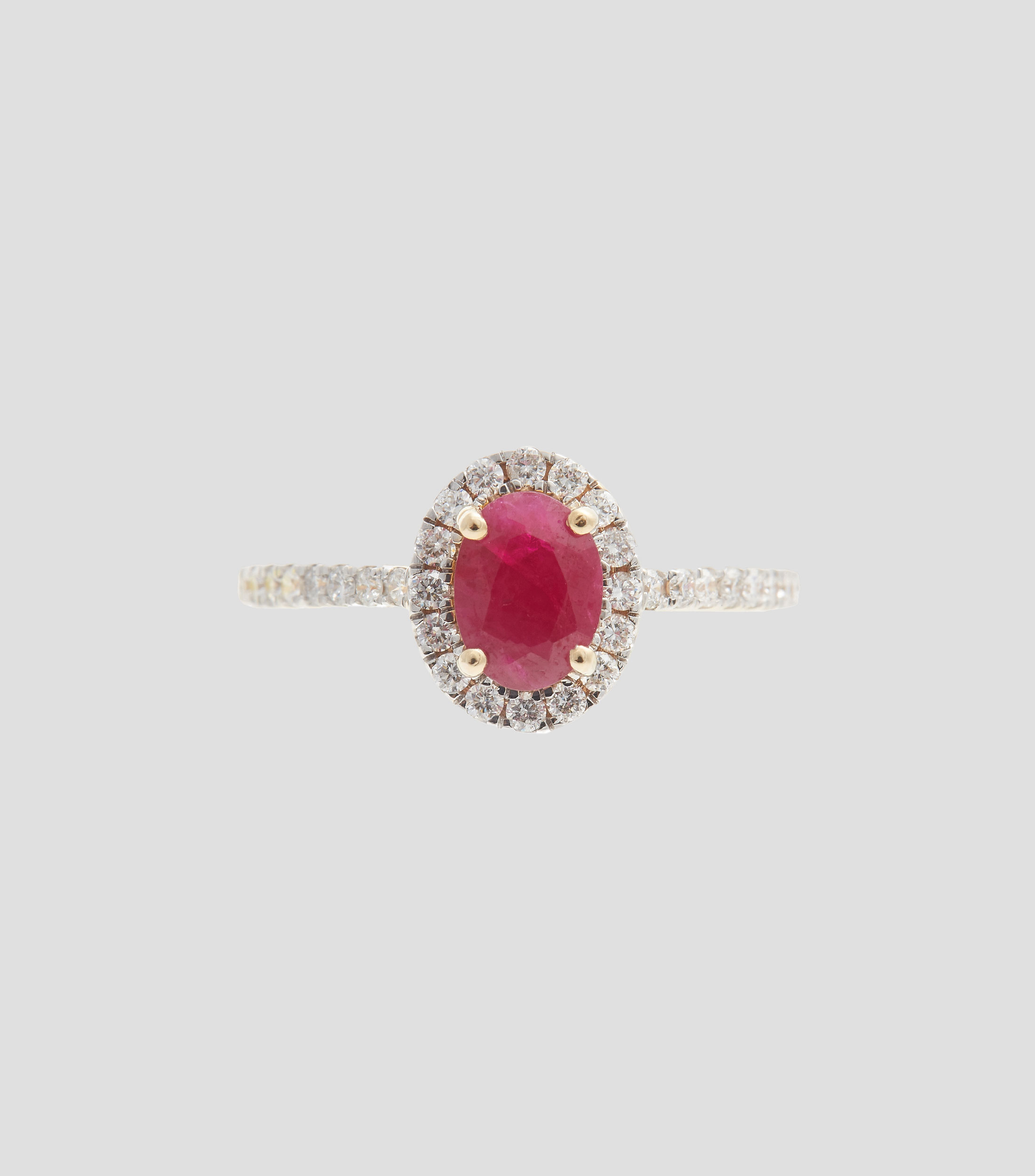 Anillo en oro amarillo de 14 Kts con rubí Mujer