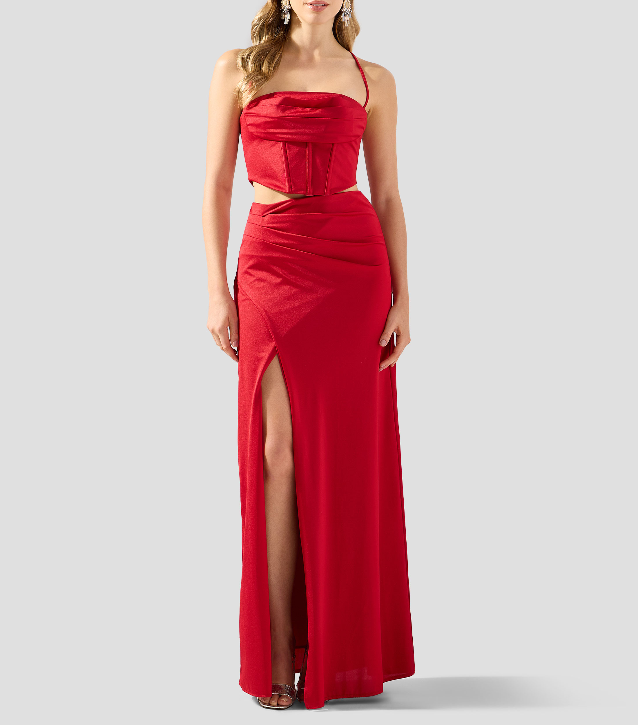 Vestido de fiesta largo liso Mujer