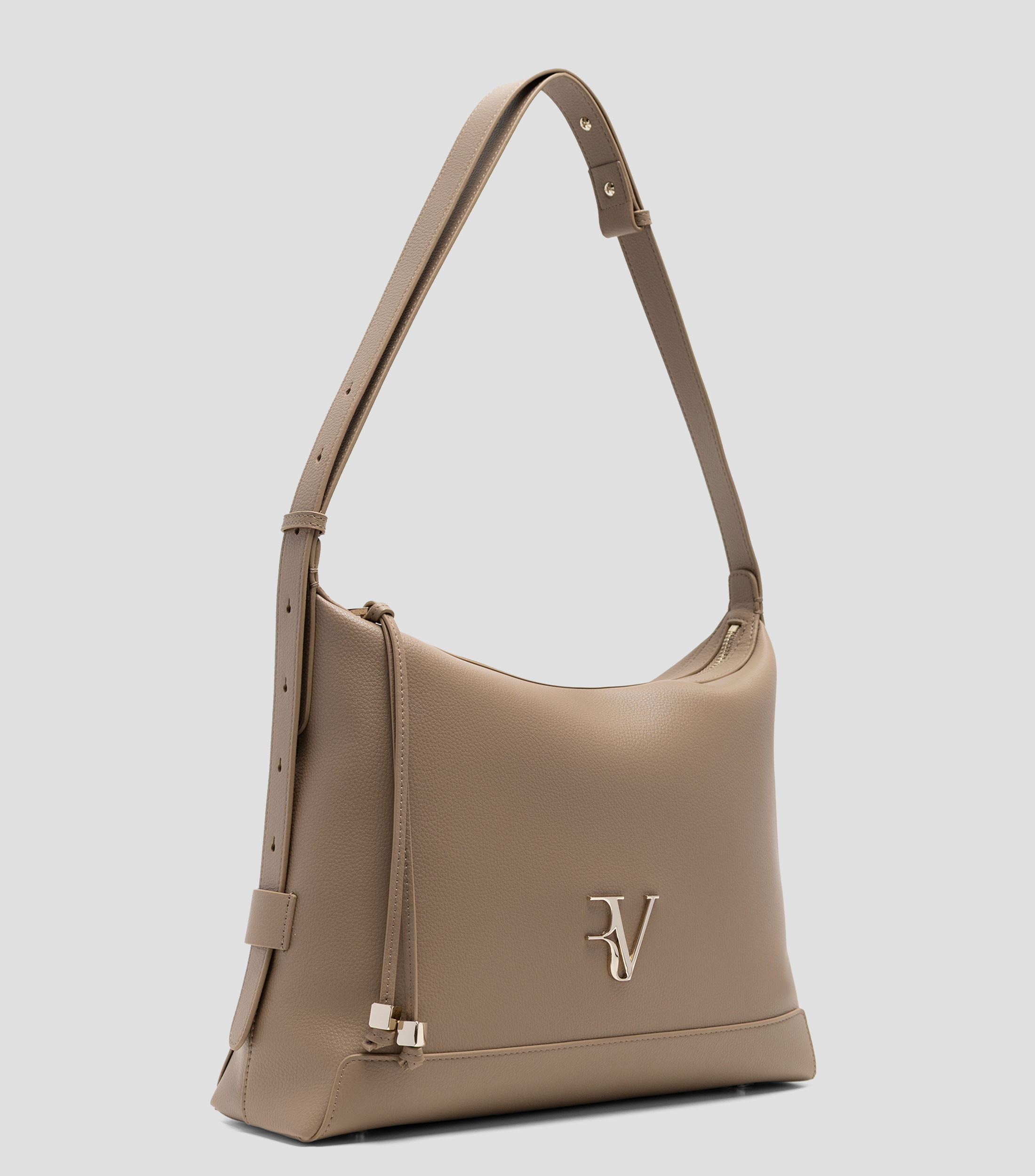 Bolsa Hobo en piel vacuna granulada Mujer