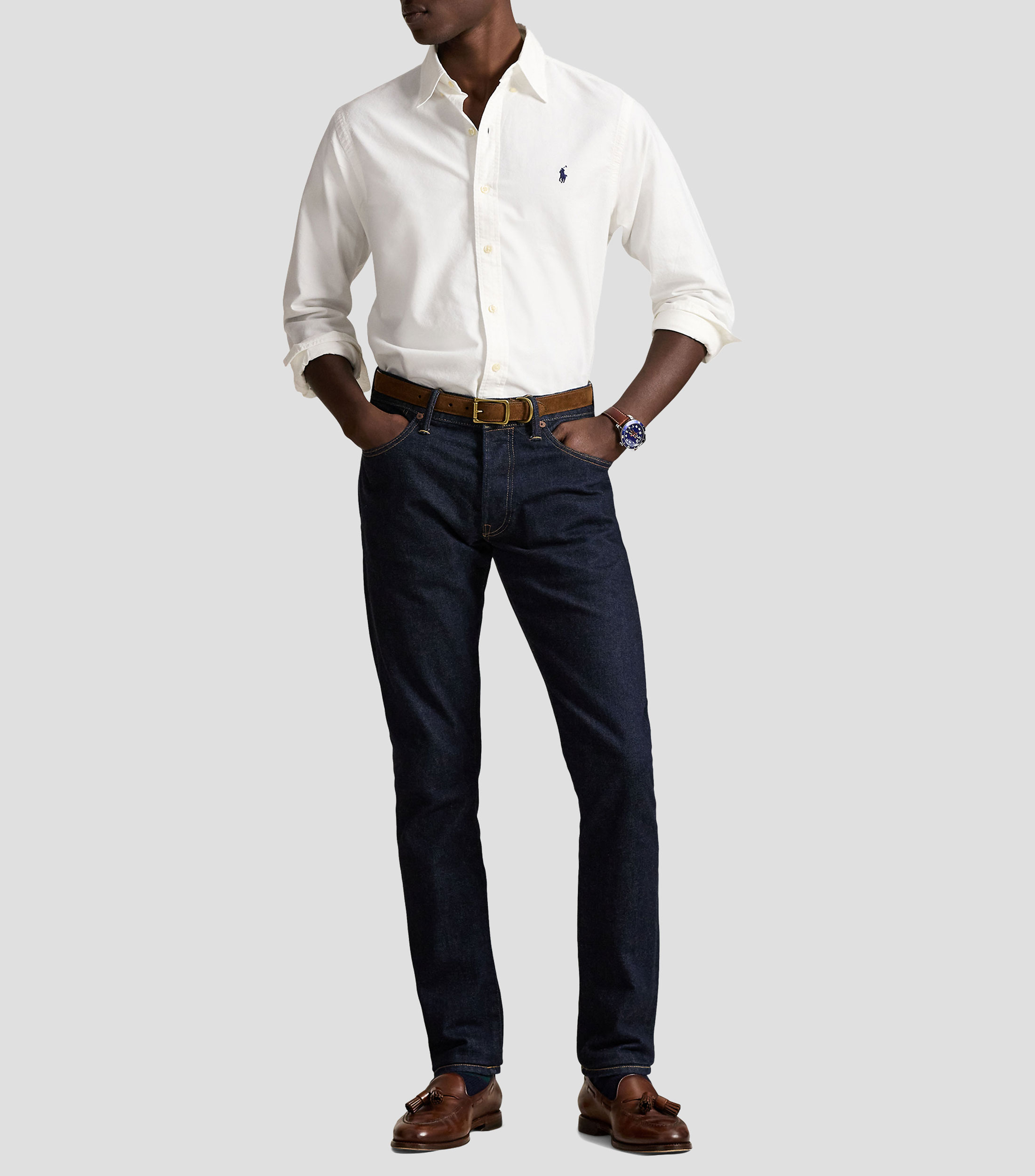 Camisa lisa manga larga Hombre