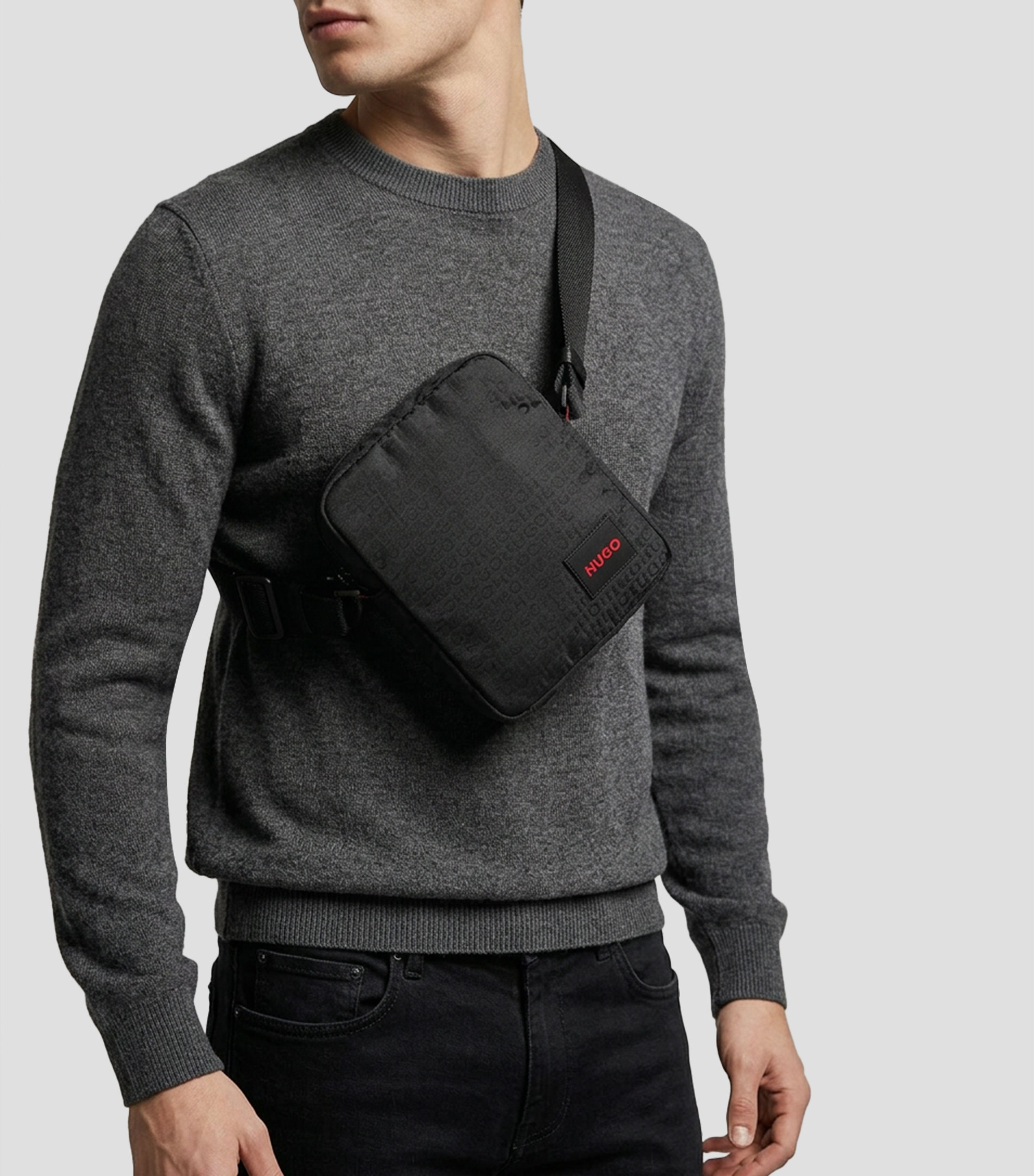 Bolso messenger negro Ethon monogram Hombre
