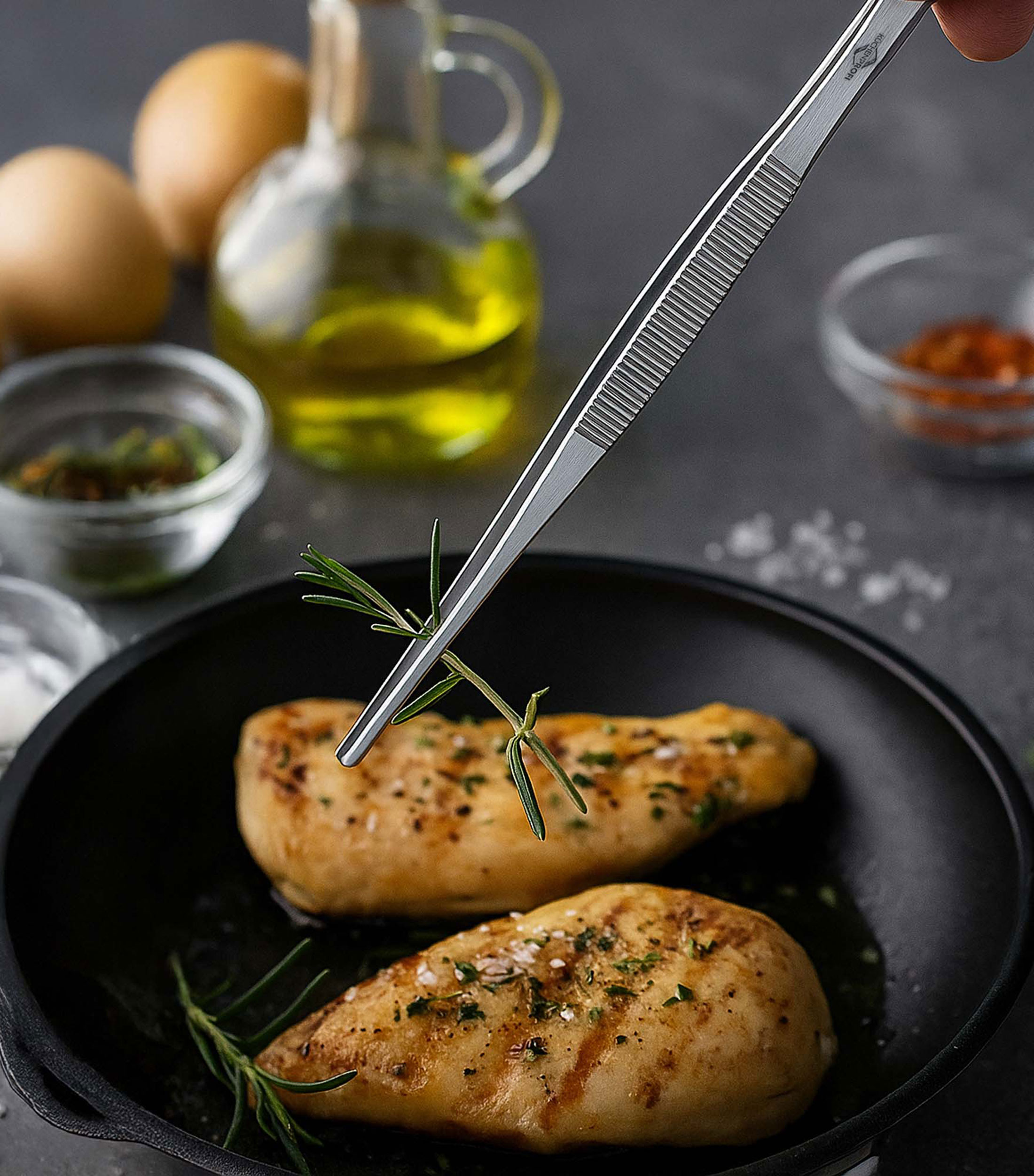 Pinzas de cocina plateadas