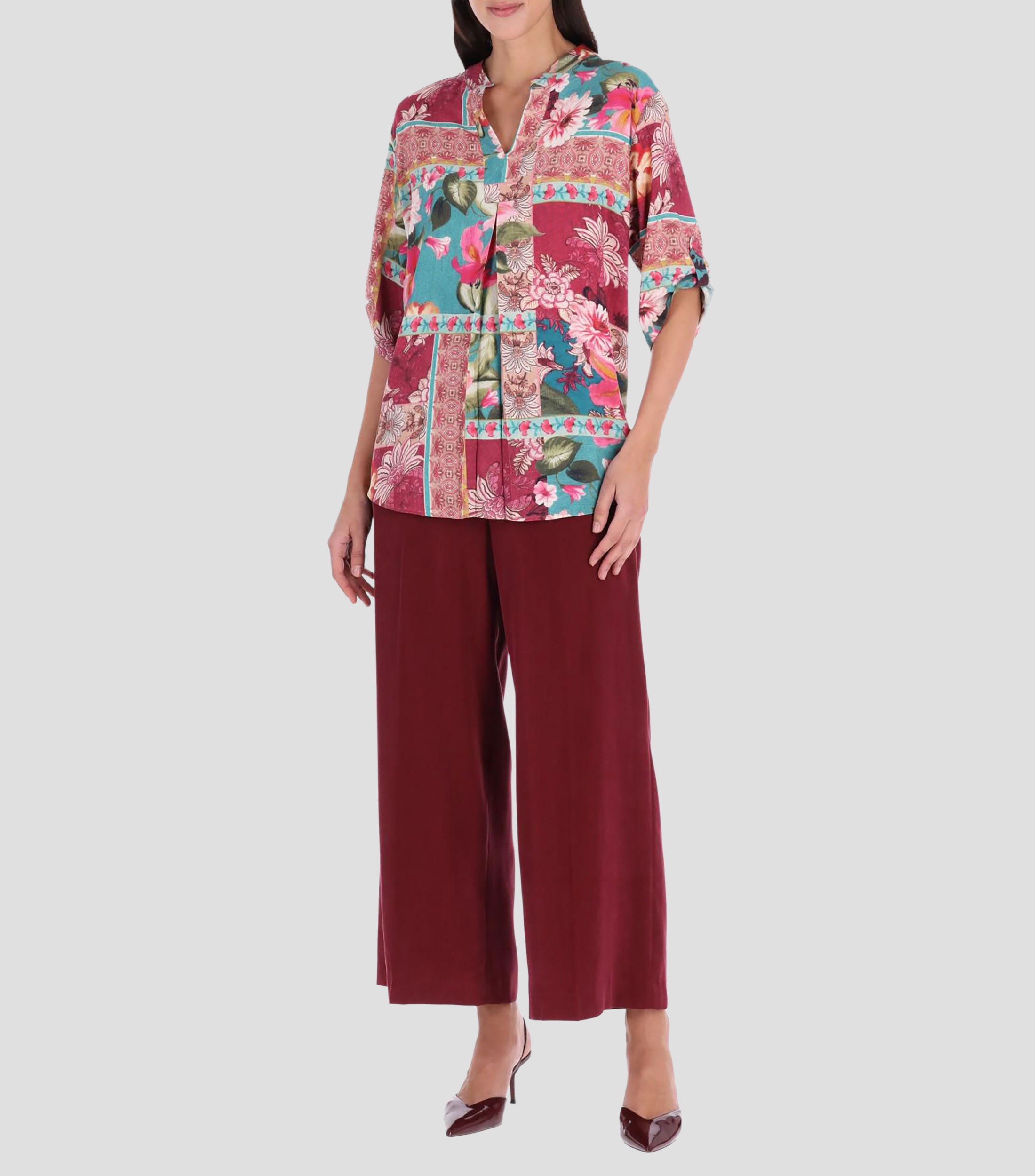 Blusa estampada manga 3/4 Línea Petite Mujer