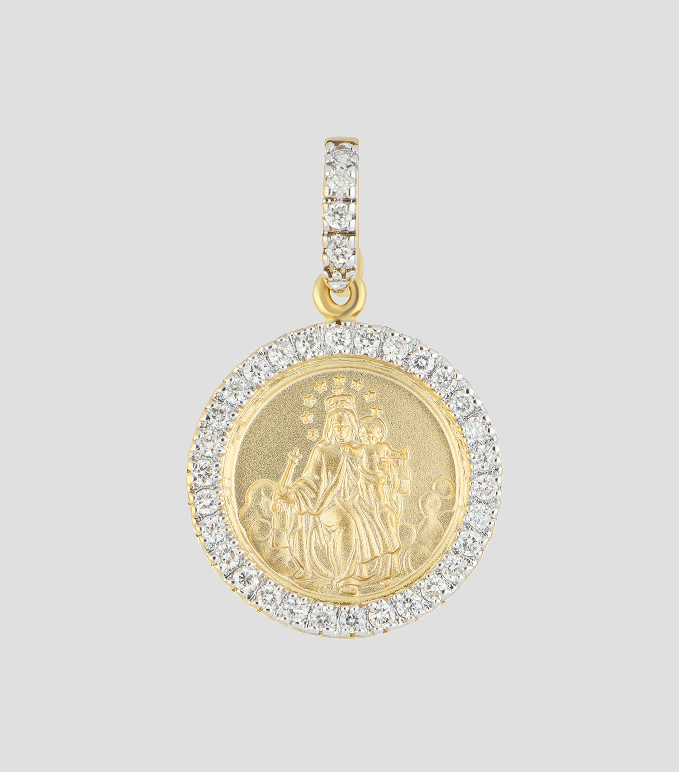 Medalla en Oro Amarillo de 14 Kilates Virgen del Carmen Mujer