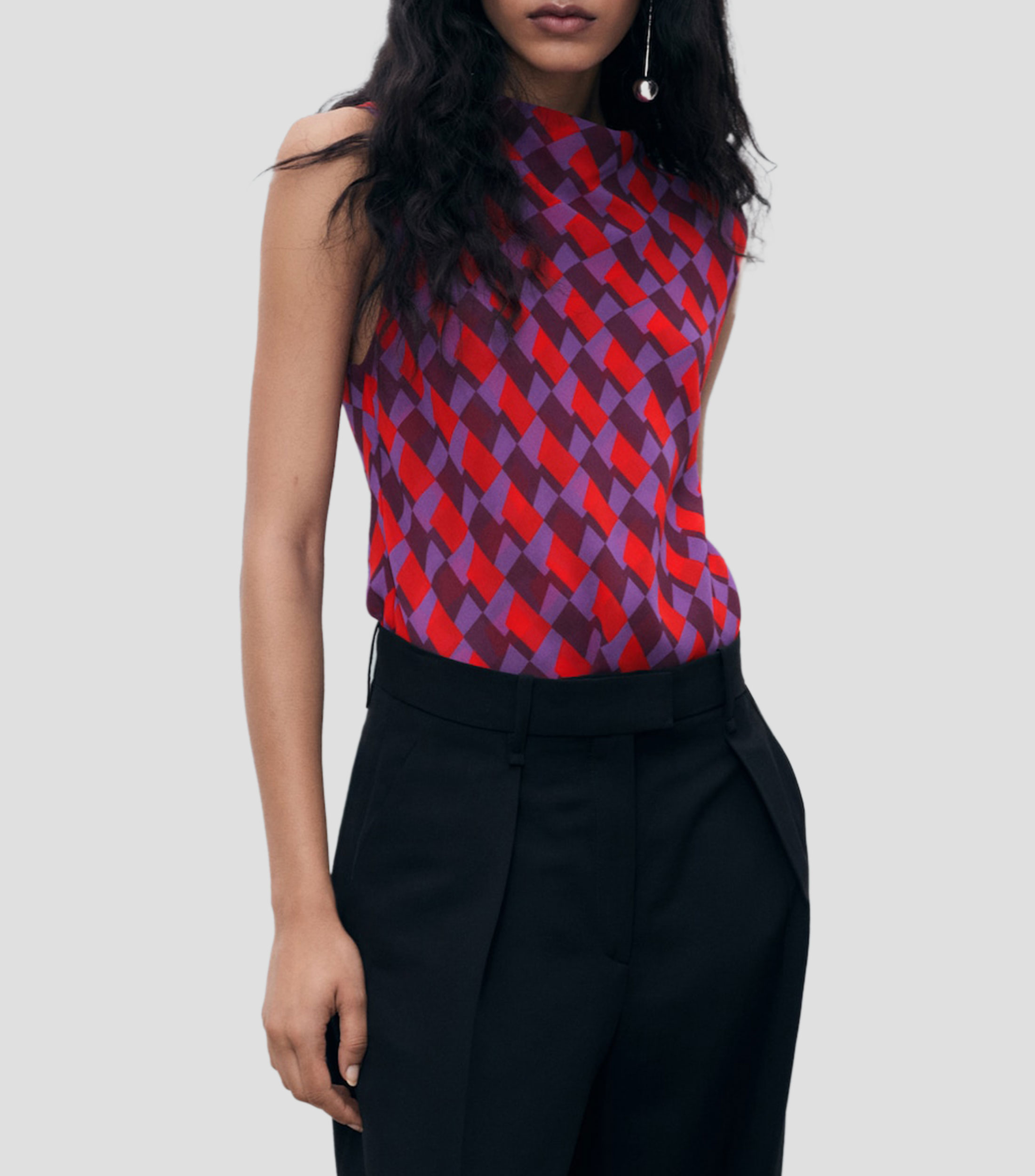 Blusa estampada sin mangas Mujer