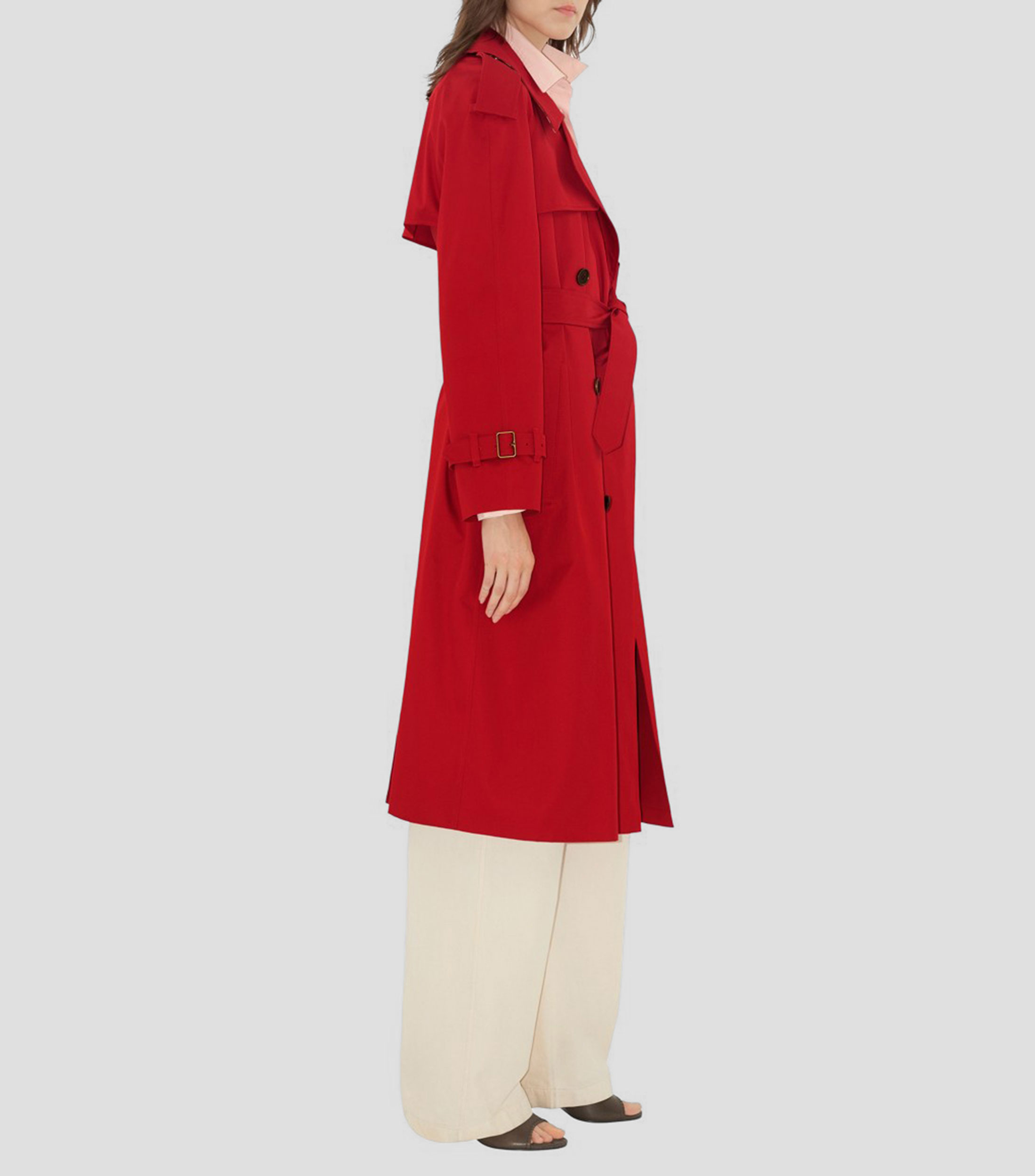 Gabardina larga con botonadura Mujer