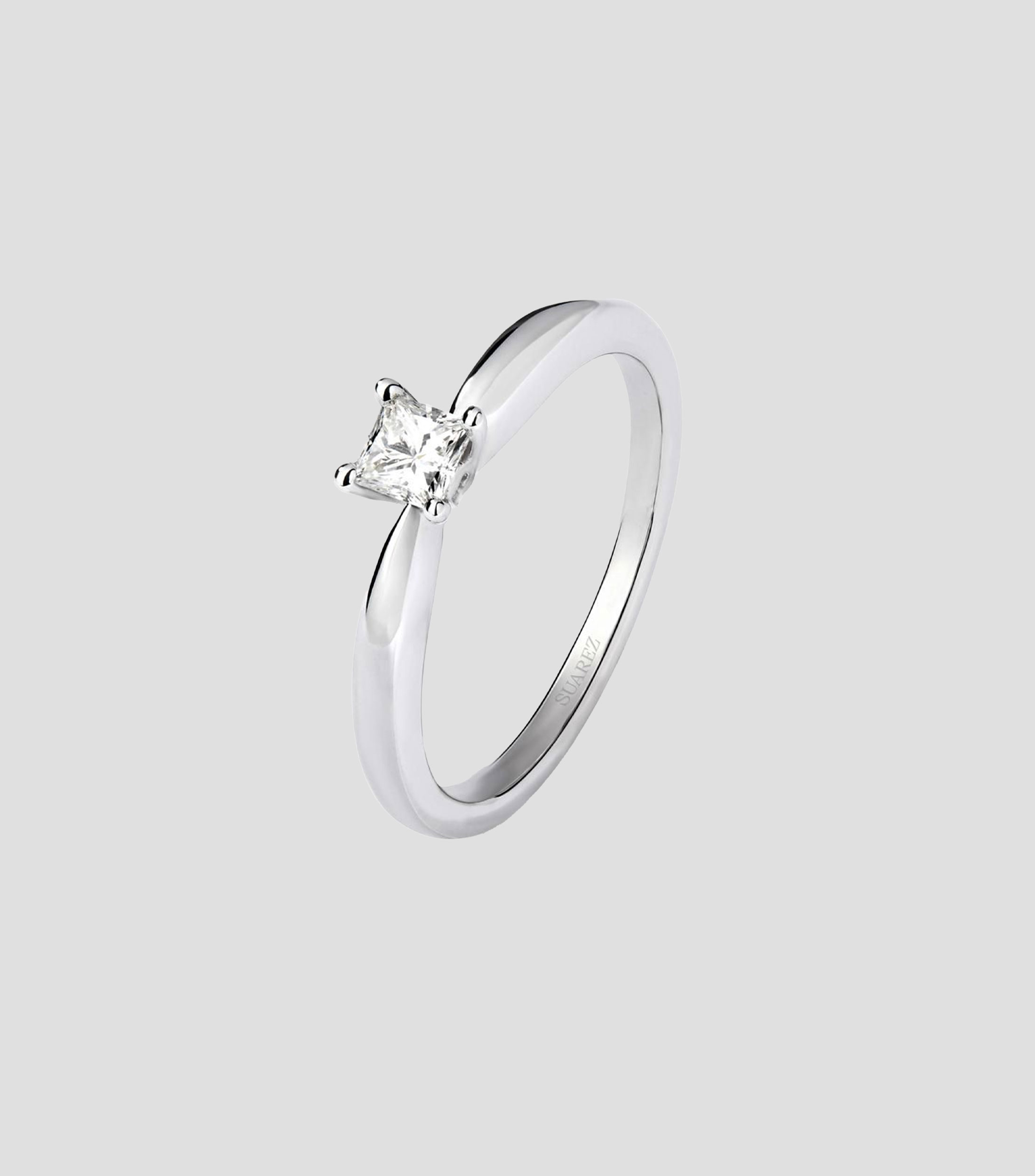 Anillo en oro blanco de 18 kilates Compromiso con diamante Mujer