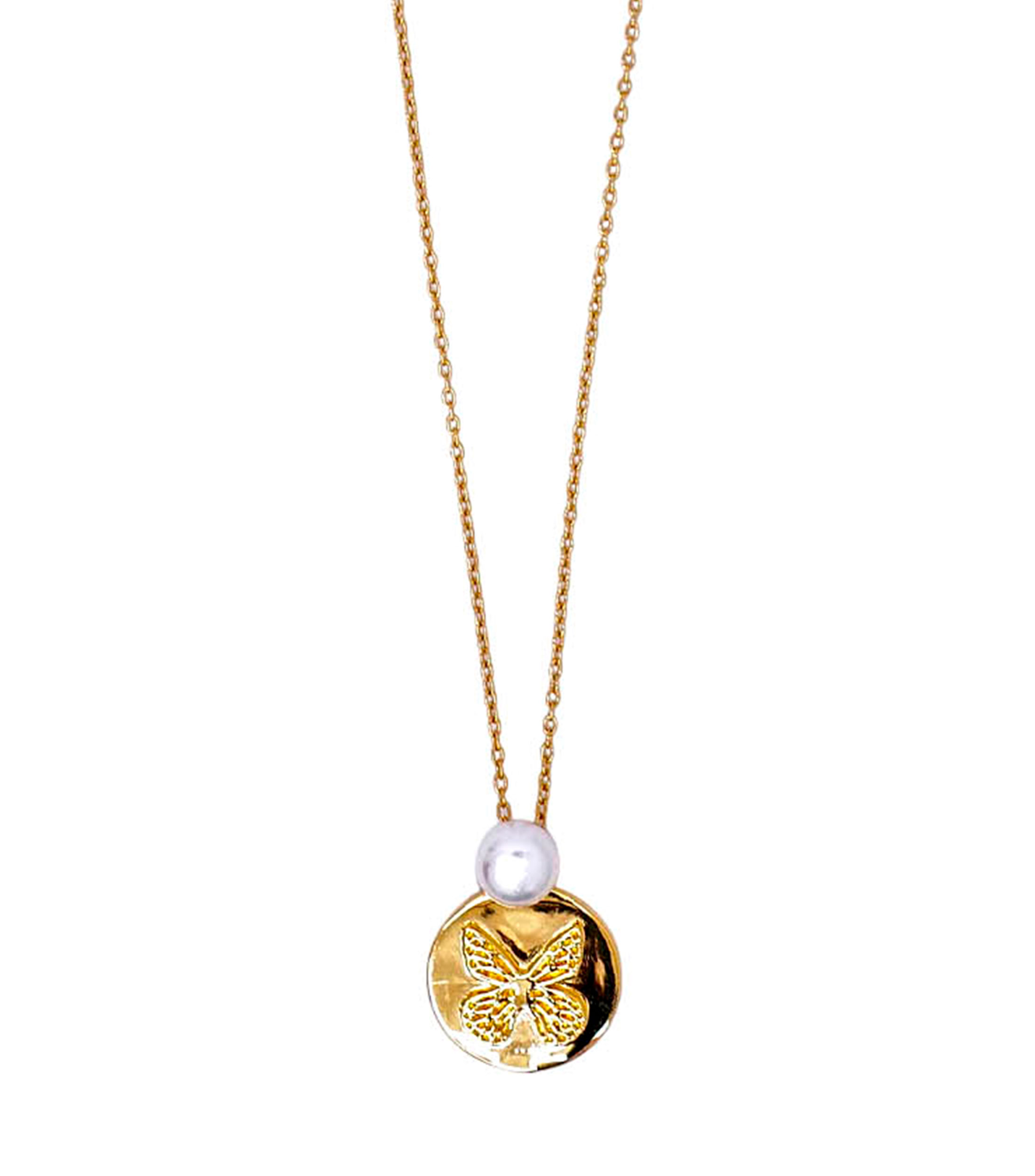 Collar con dije circular de mariposa Mujer