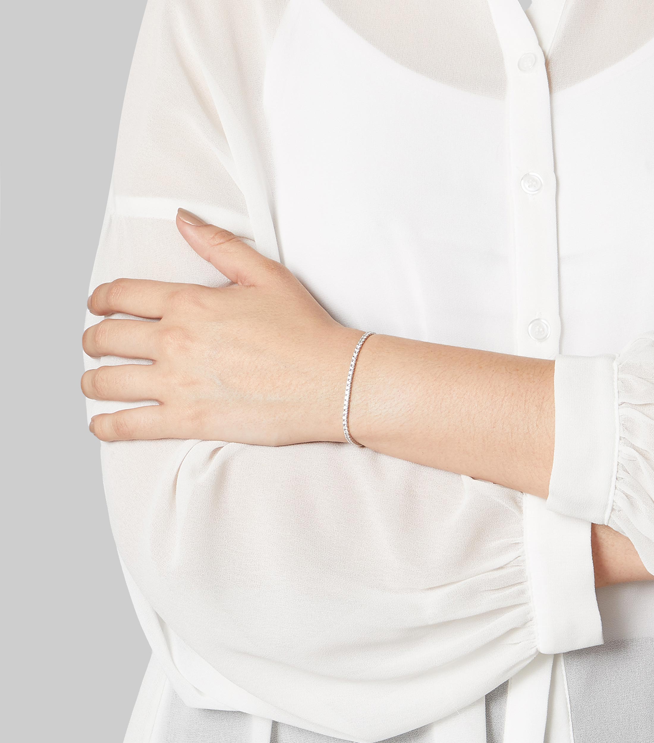 Brazalete en Oro blanco de 14 Kilates con diamantes Mujer
