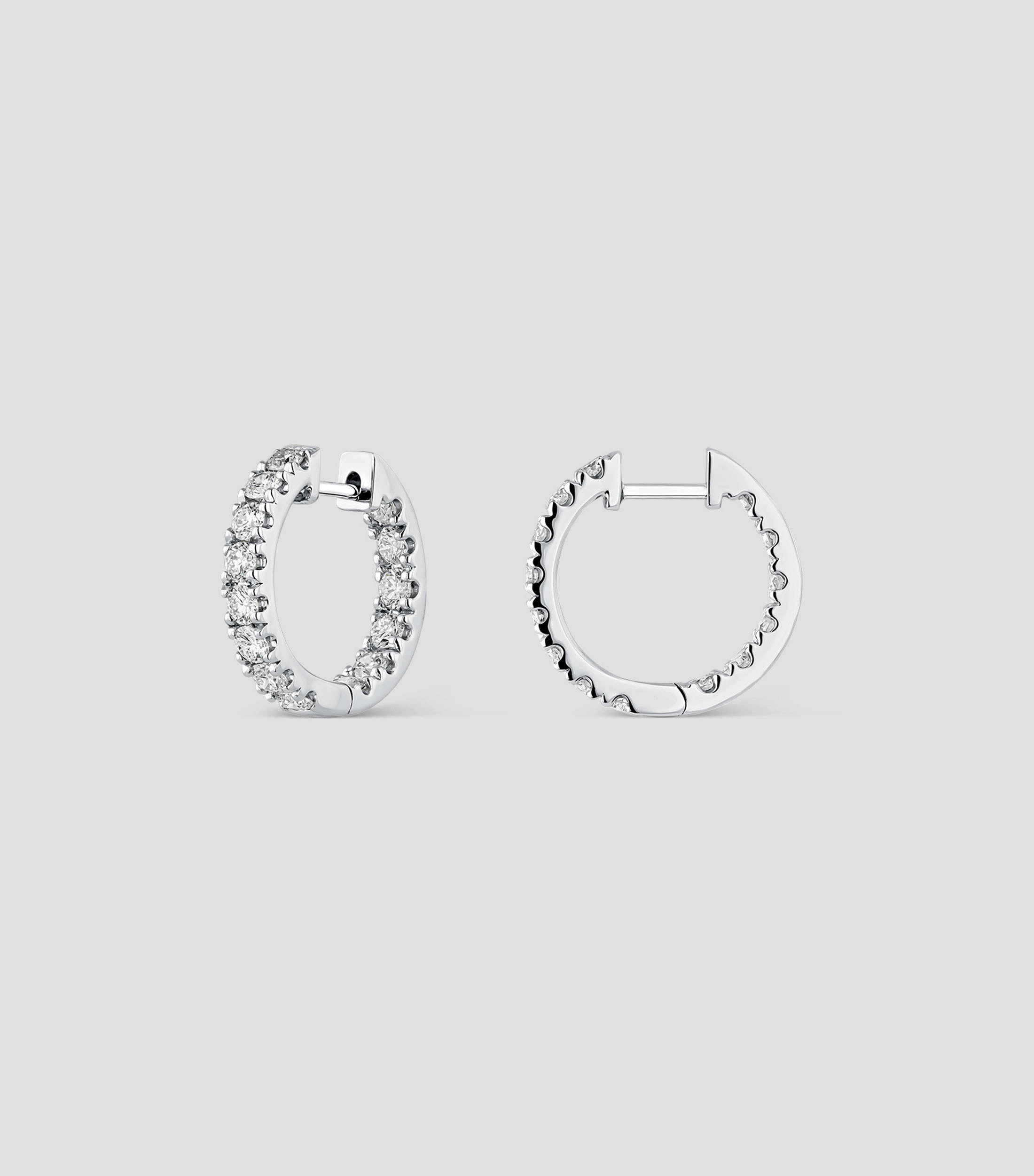 Aretes redondos en oro blanco 18 kilates con diamantes Grace Mujer