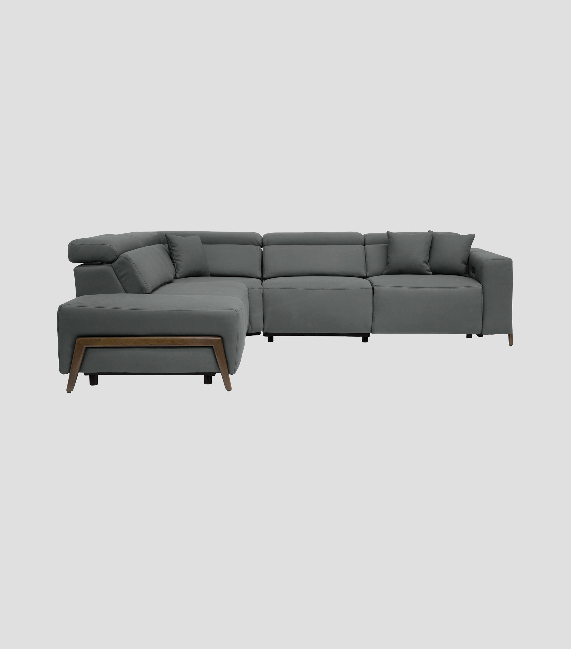 Sala Esquinera Reclinable Izquierda con 4 Asientos Reclinables Gris