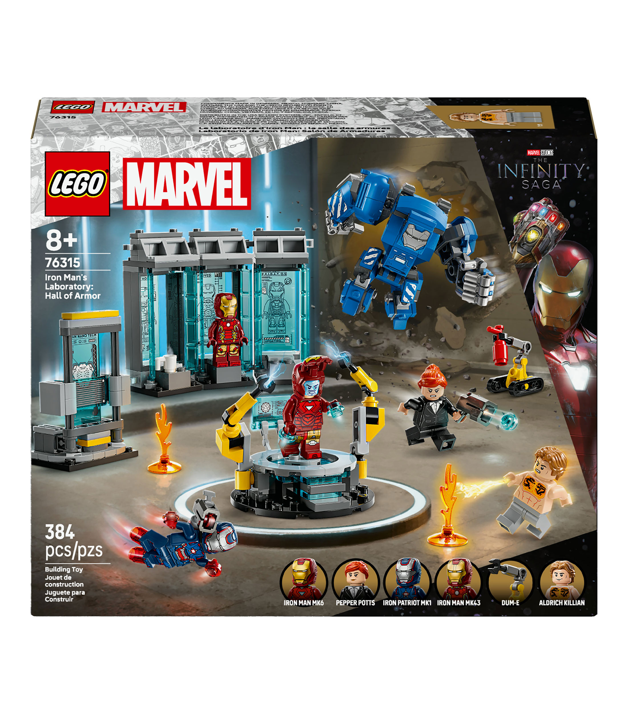 Lego Marvel Laboratorio de Iron Man Salón de Armaduras 76315