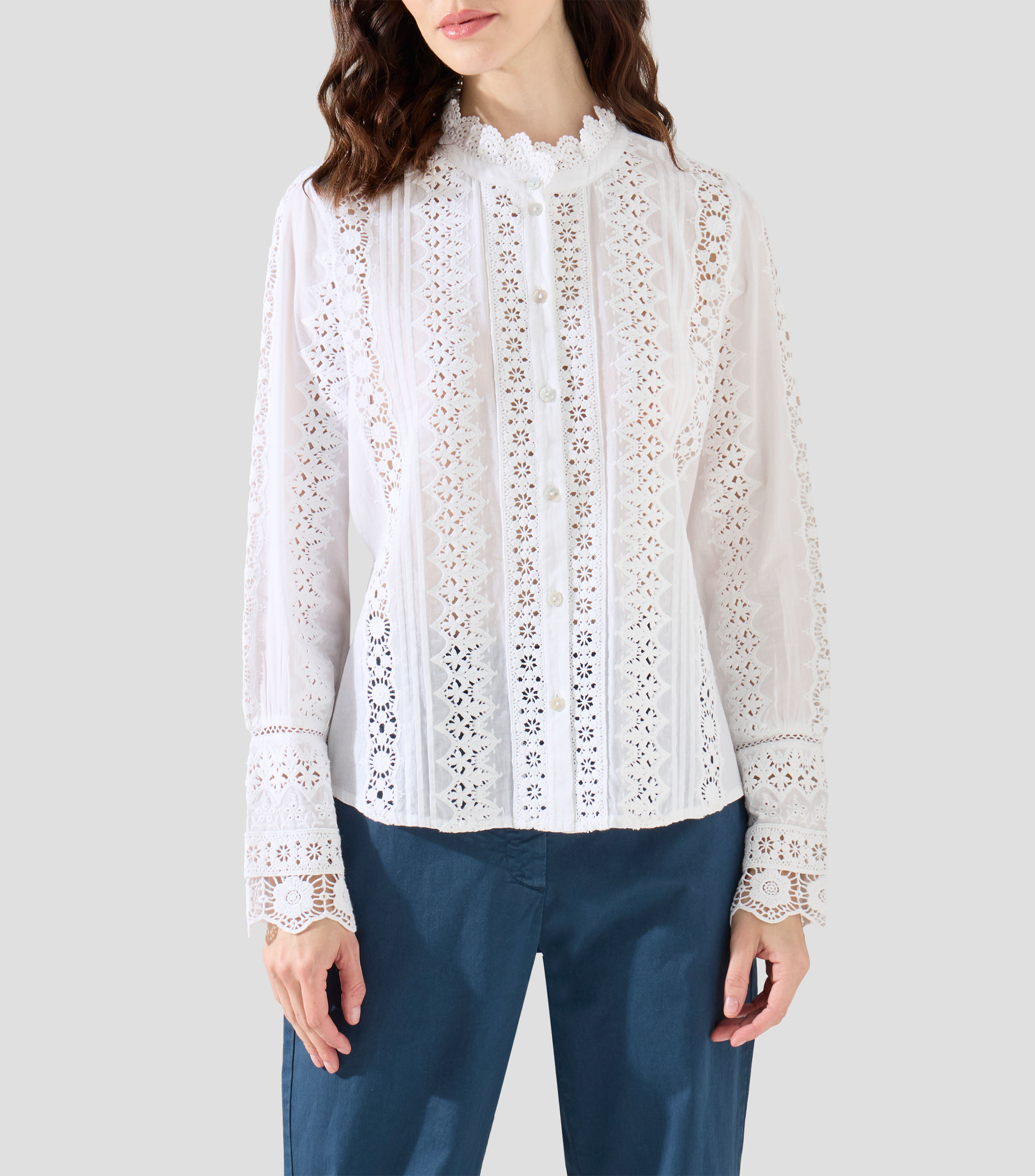 Blusa lisa con manga larga Mujer