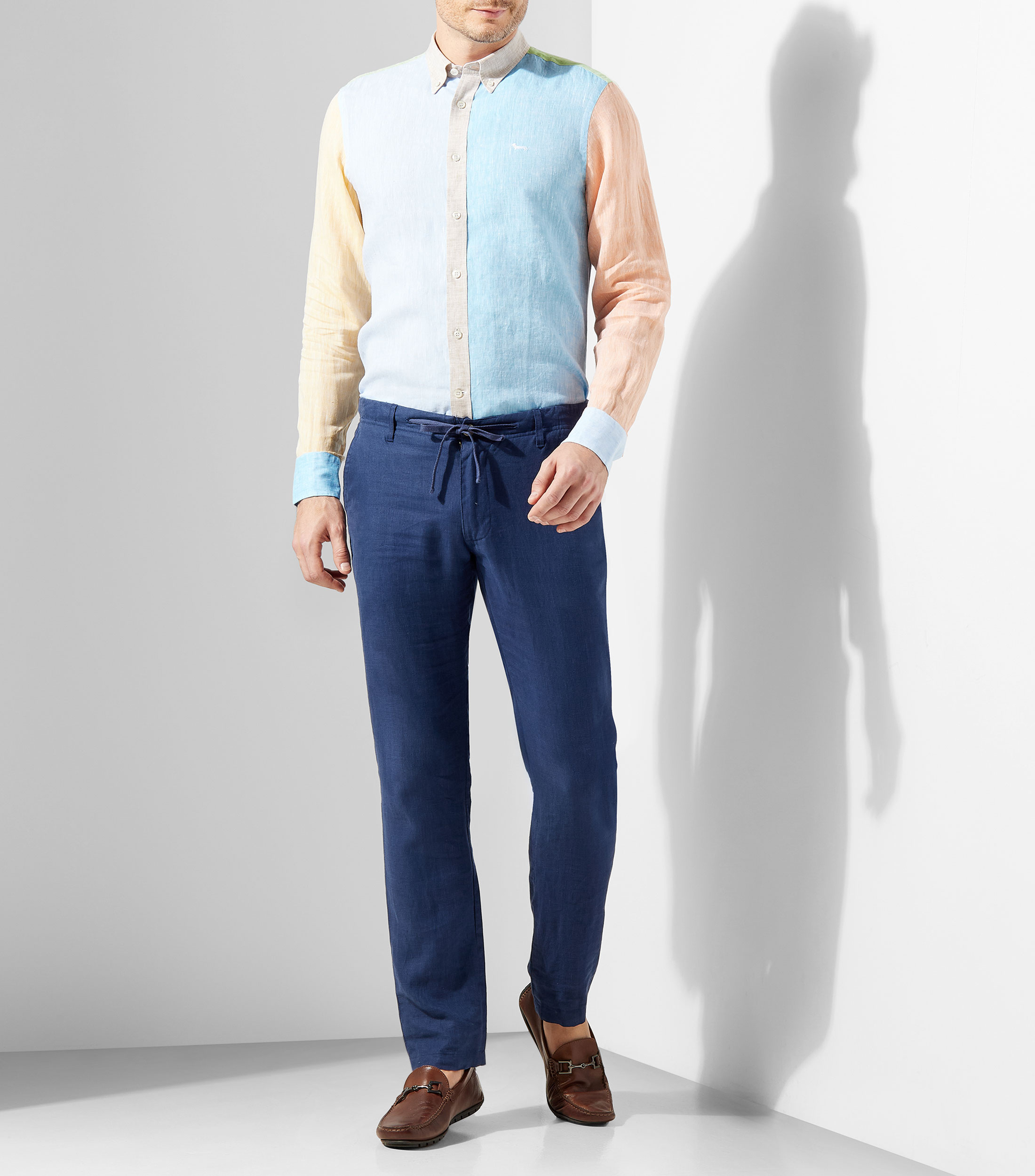 Camisa lisa de lino manga larga Hombre