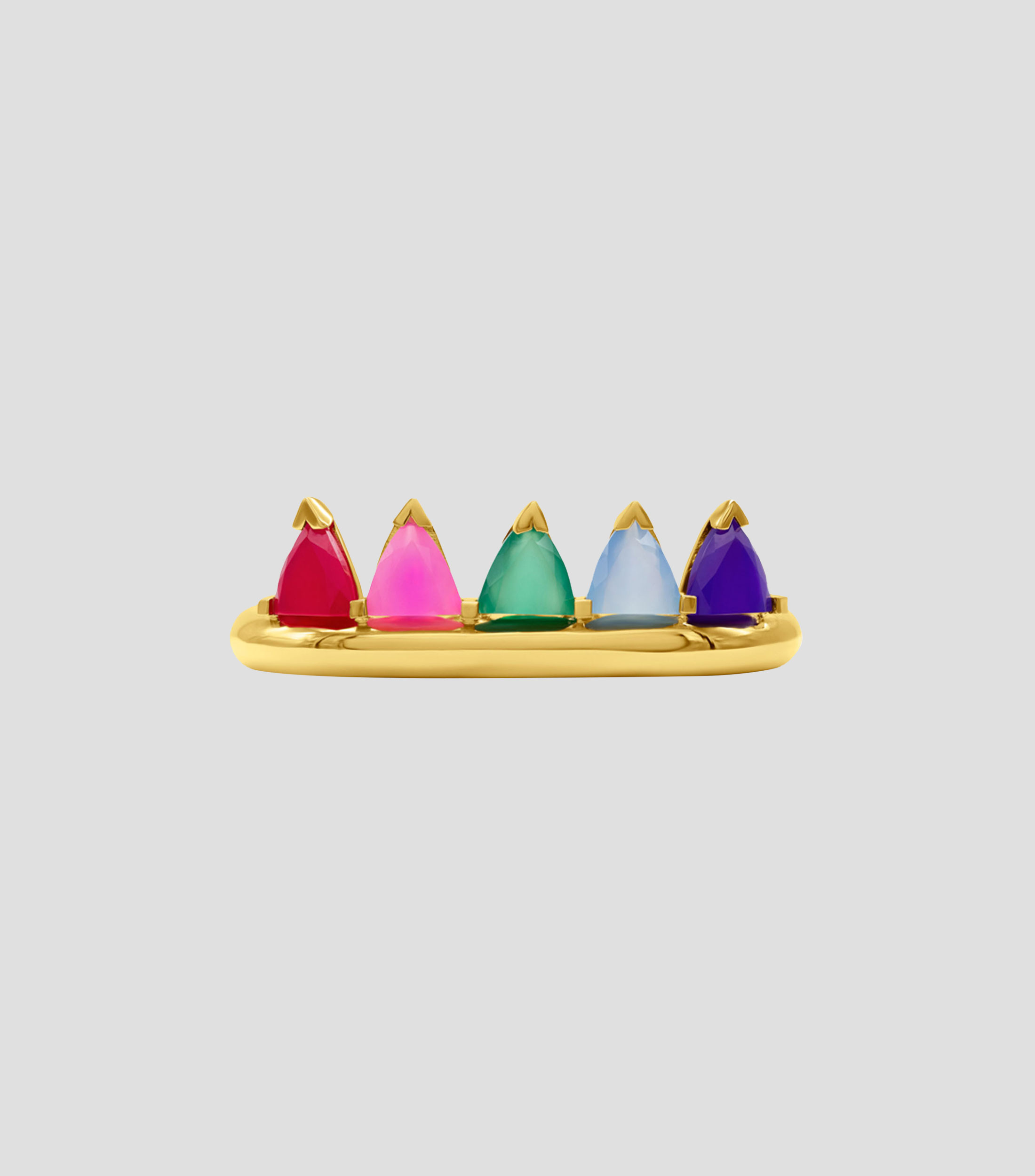 Anillo doble en plata .925 Half Cut con gemas Mujer