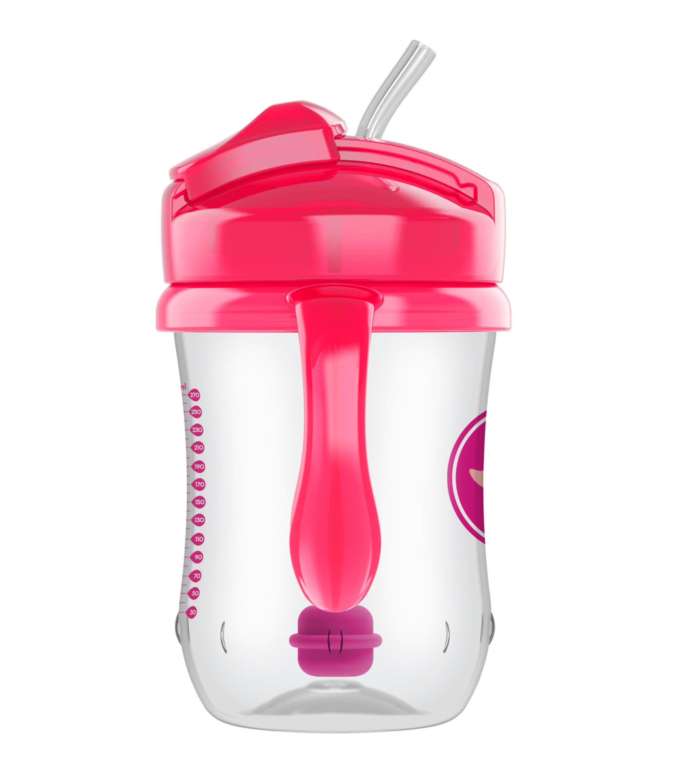 Vaso Entrenador con Popote 9 oz Rosa