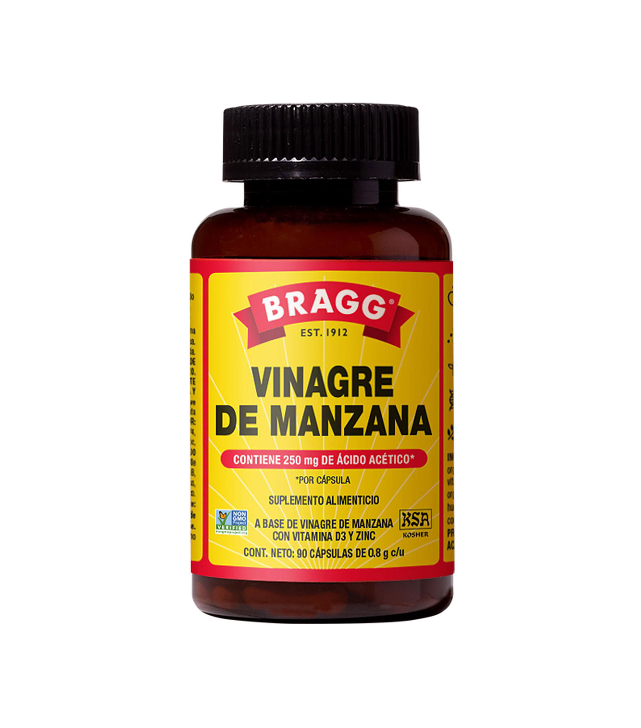 Suplemento Alimenticio Vinagre de Manzana de ácido acético, 90 Cápsulas