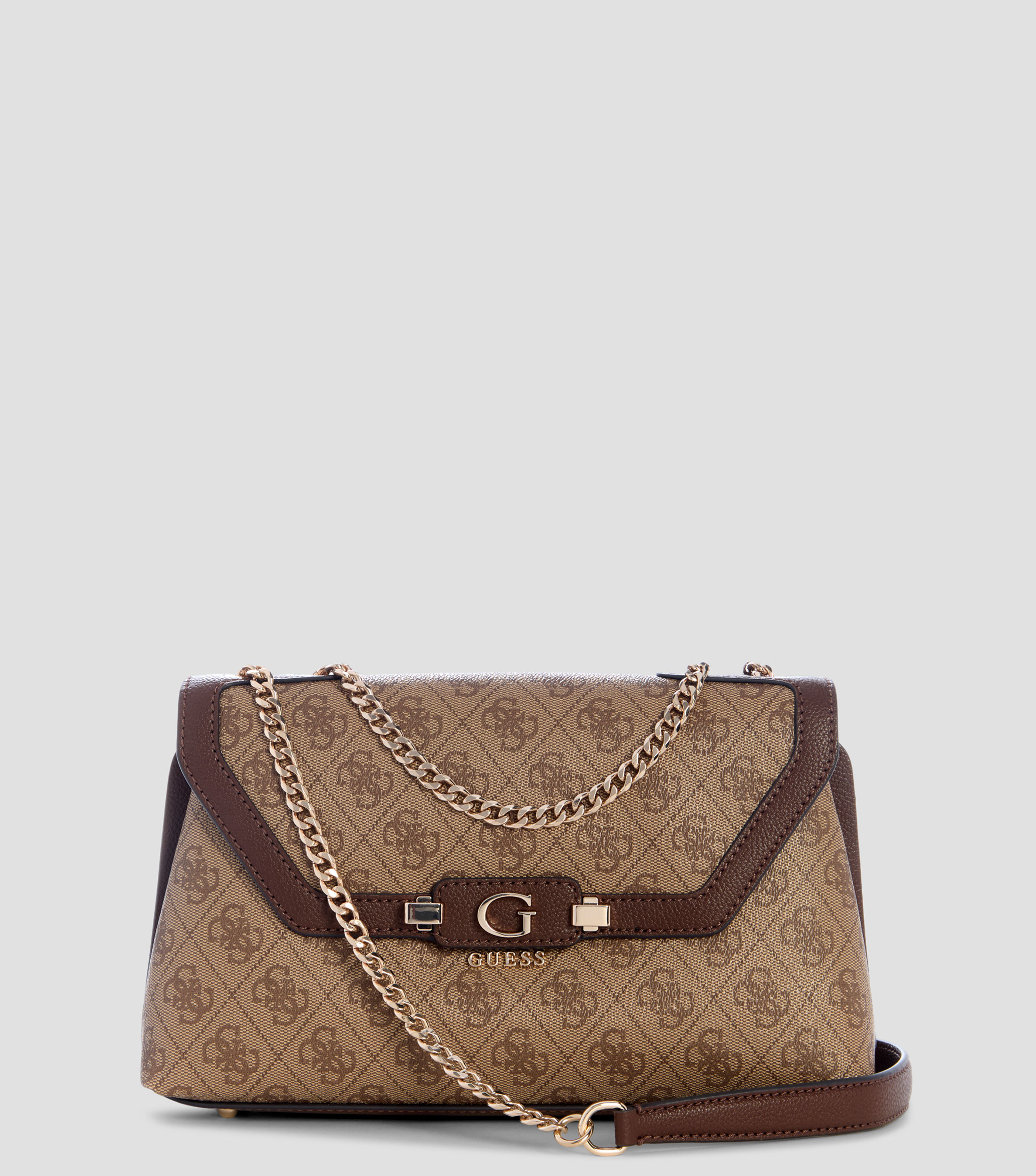 Bolsa crossbody café estampada Mujer