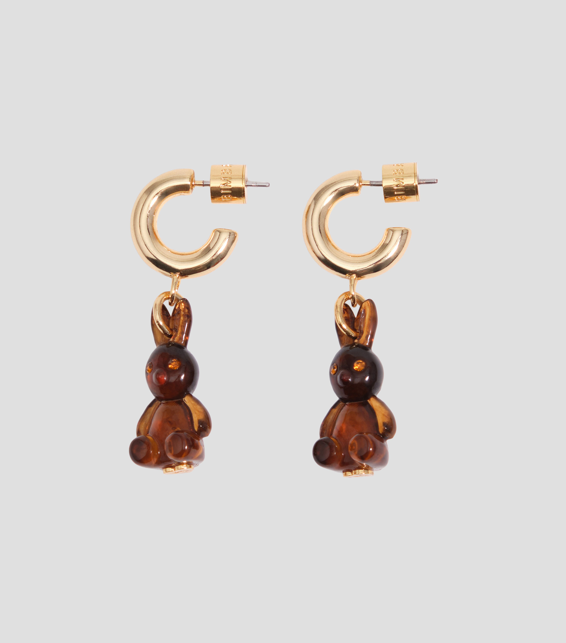Aretes aro conejo resina ámbar Mujer