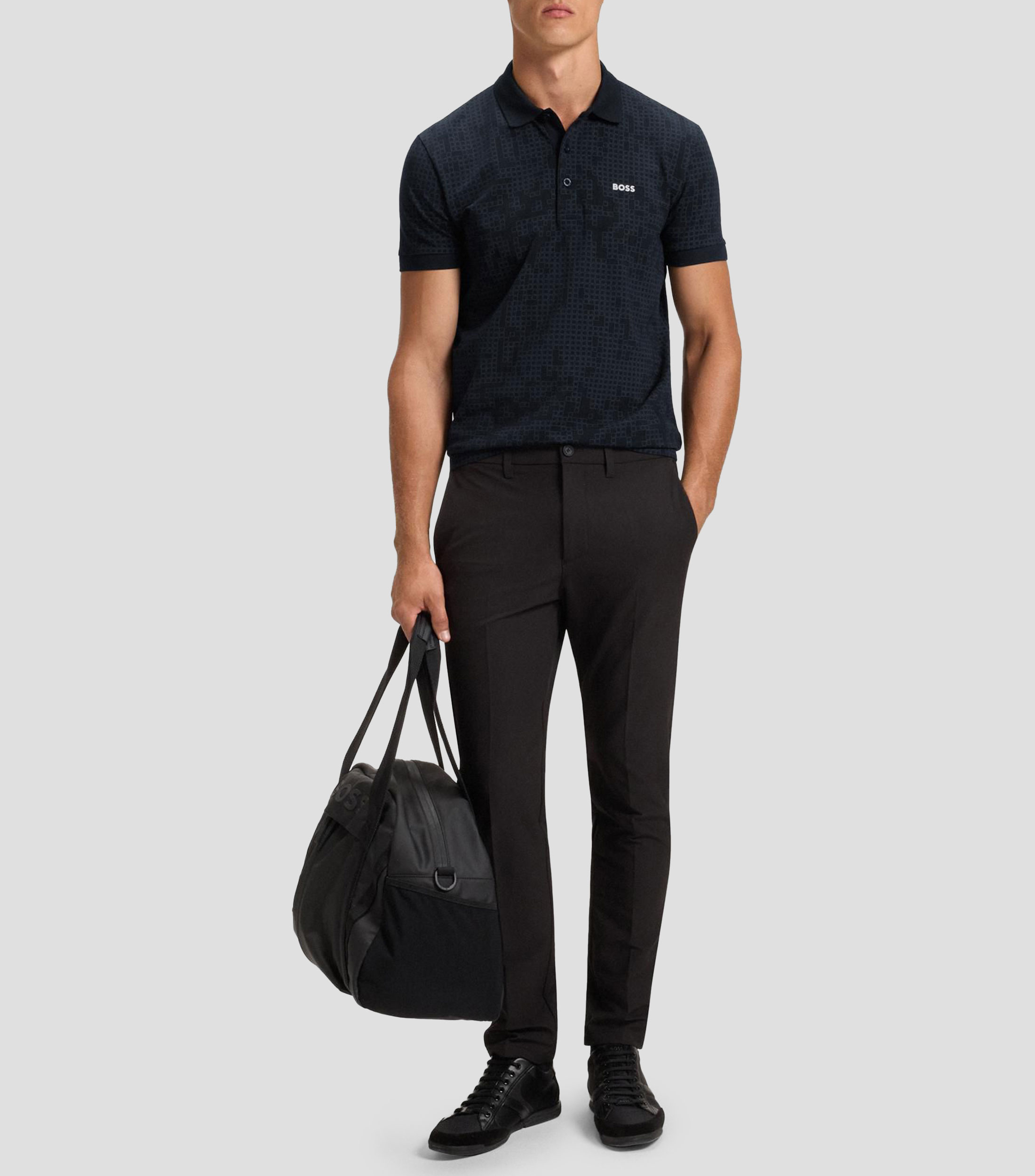 Polo de algodón elástico con motivo integral estampado Hombre