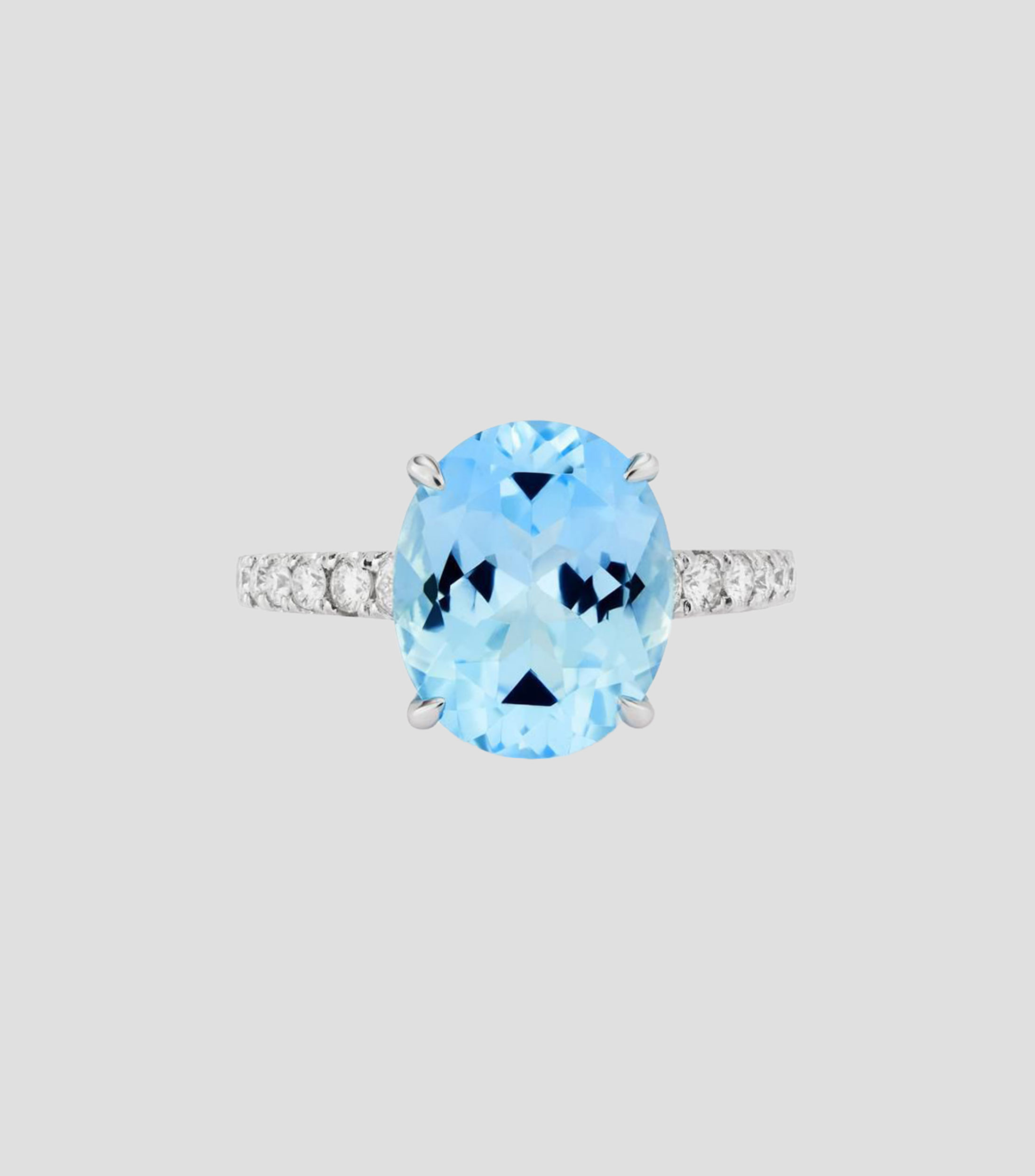 Anillo en oro blanco de 18 kilates con topacio y diamantes Mujer