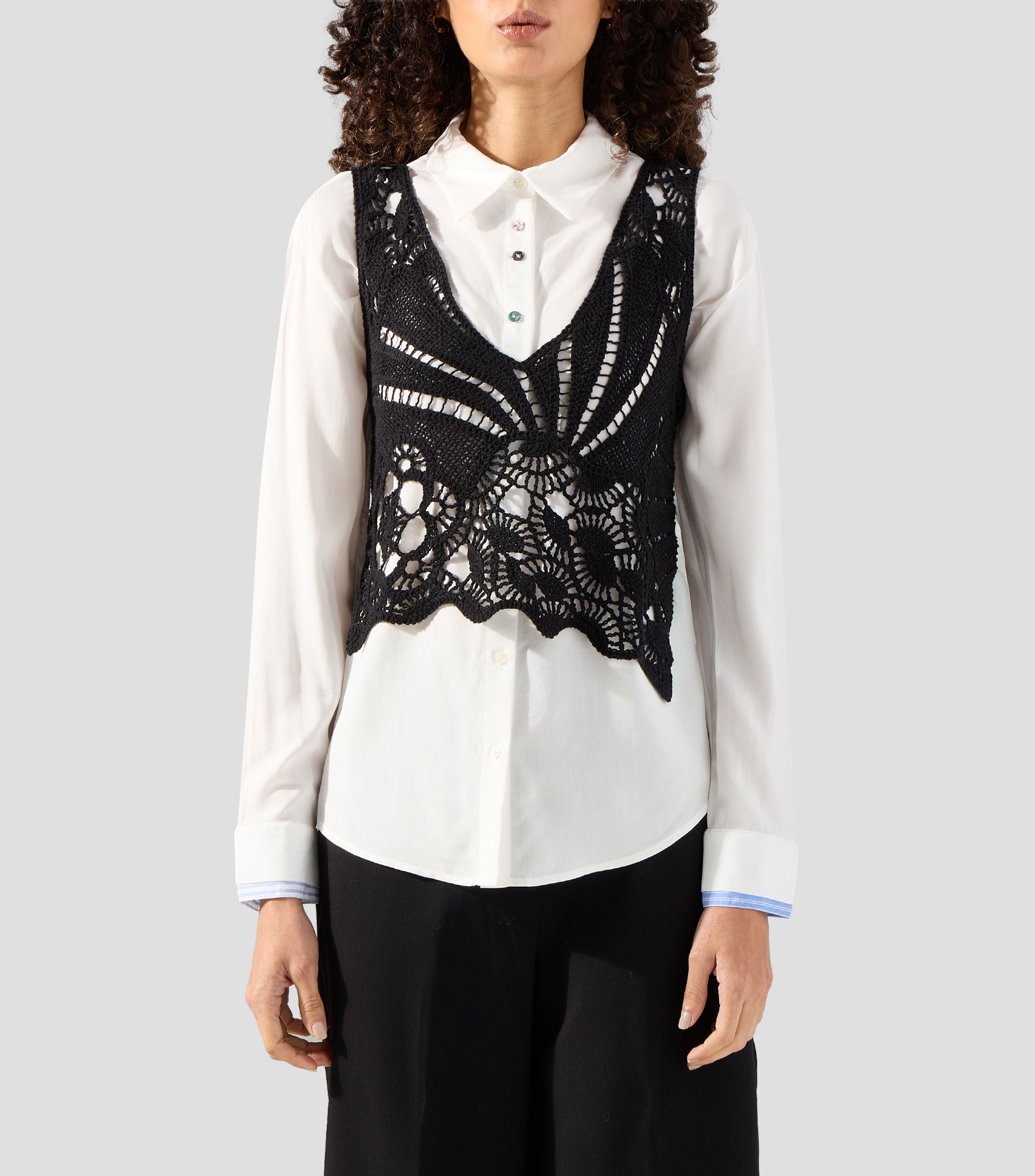 Camisa lisa manga larga Mujer