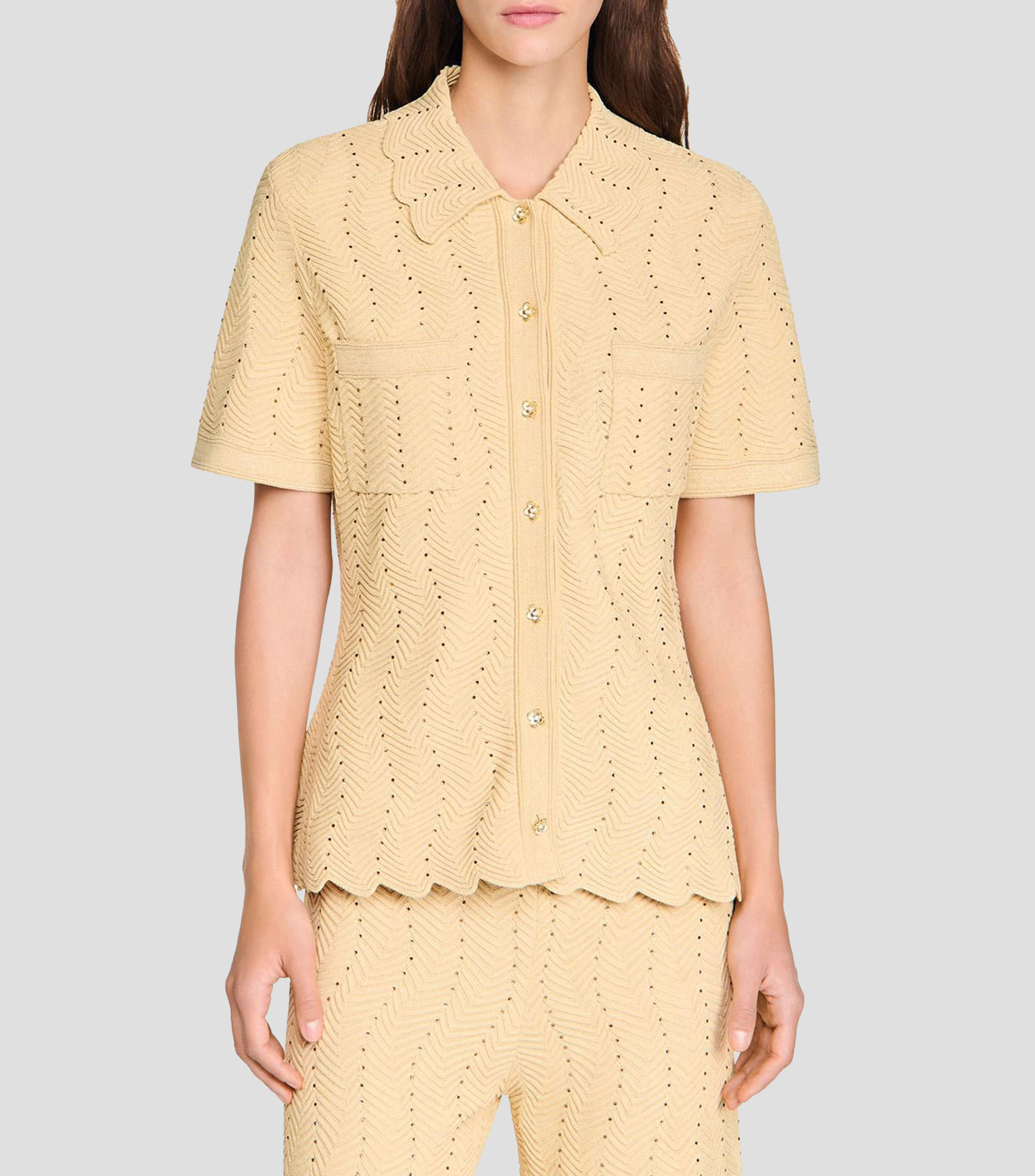 Blusa de diseño sólido manga corta Mujer