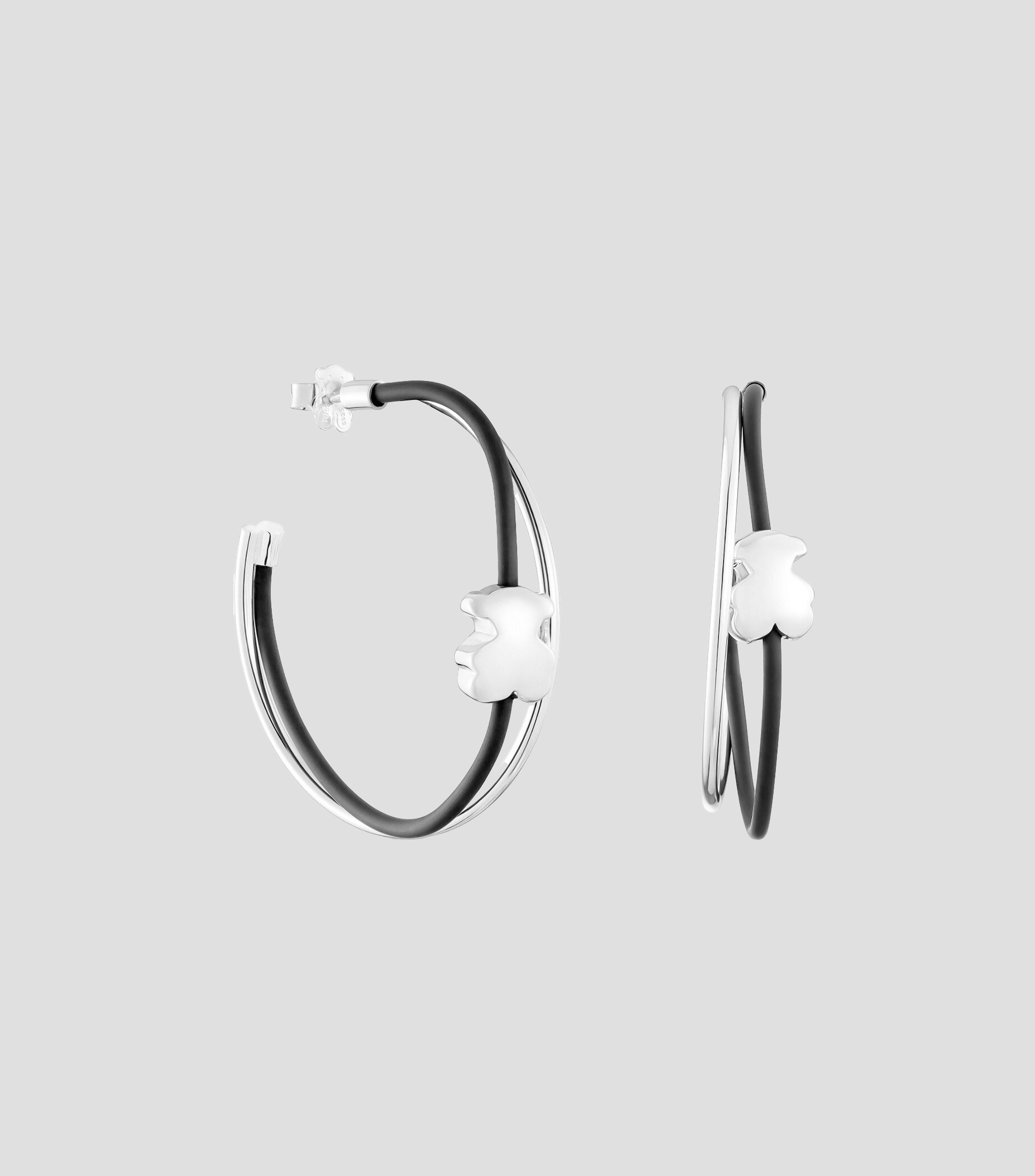 Aretes de aro en Plata Bold Motif Mujer