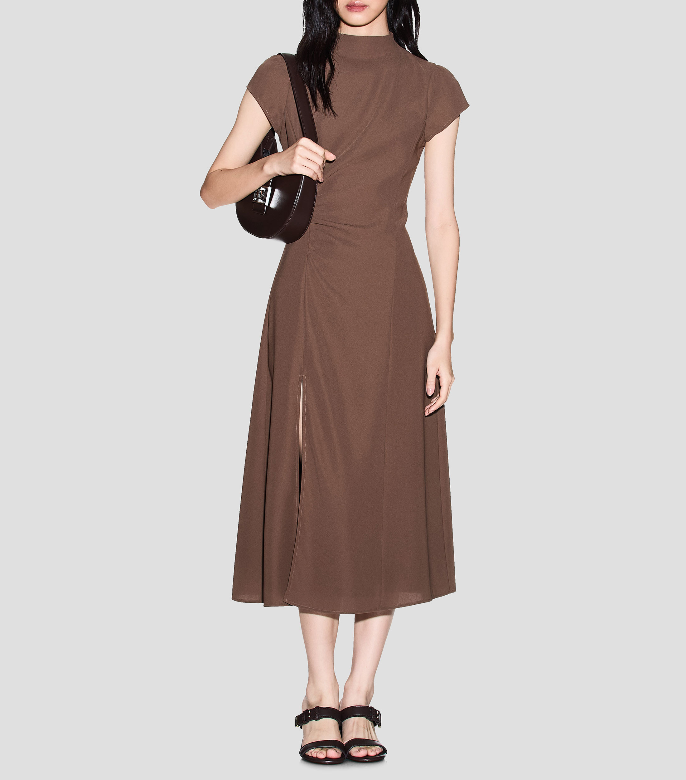 Vestido midi liso Mujer
