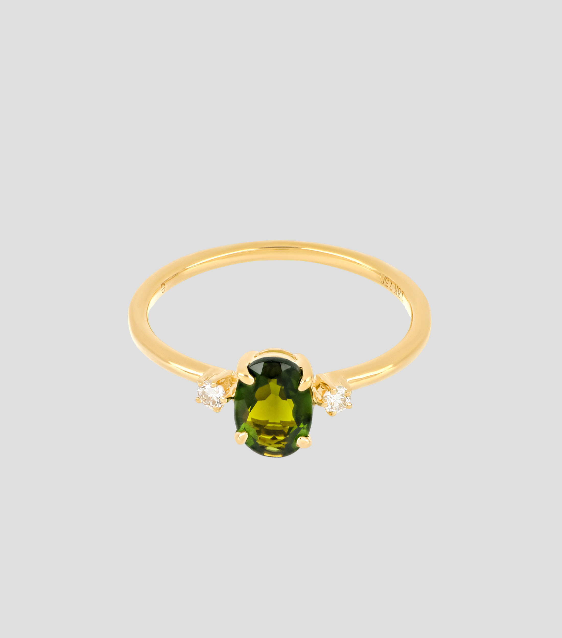 Anillo en oro amarillo de 18 Kilates con Turmalina Mujer