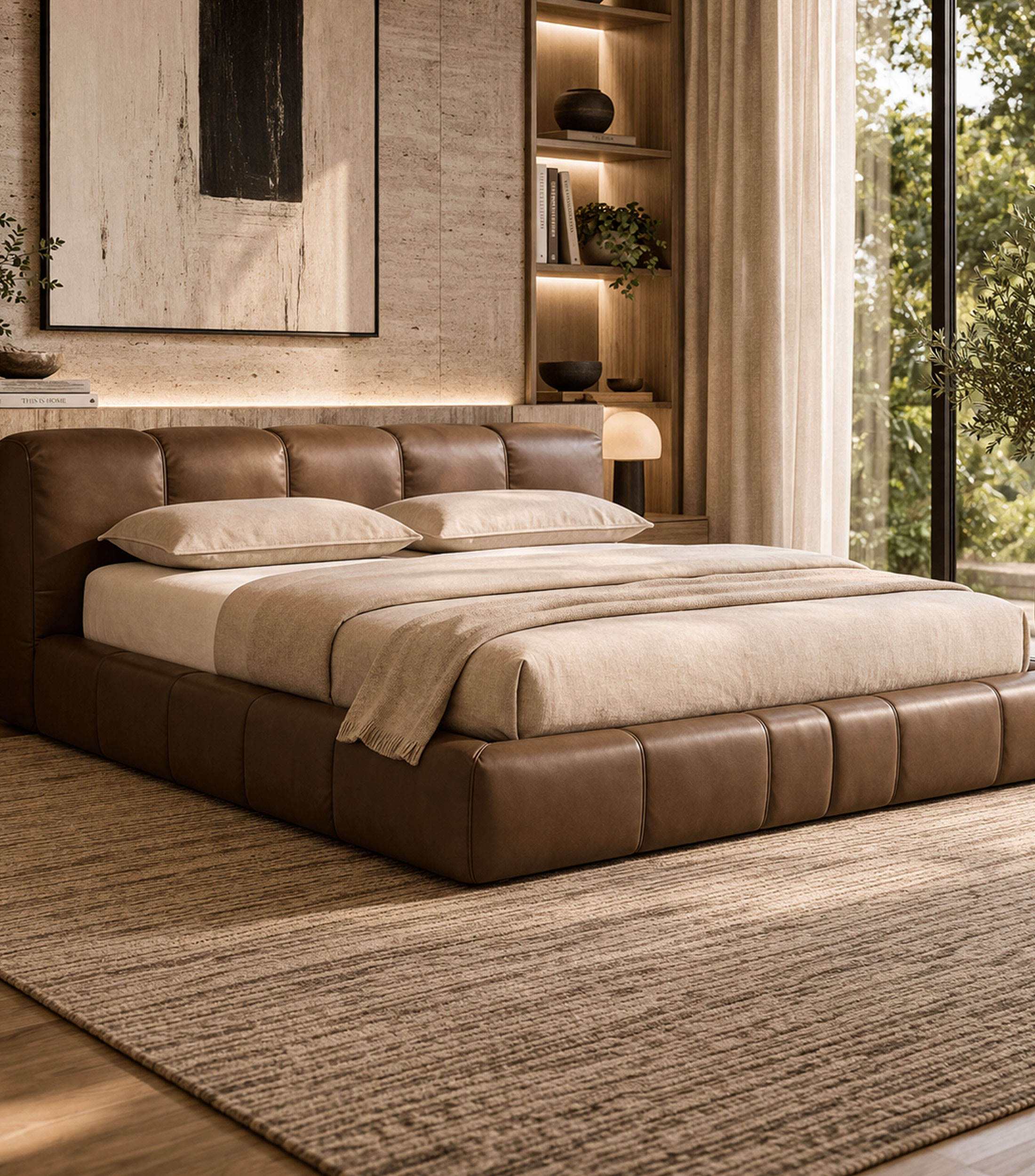 Cama king size Cavalli tapizada en piel