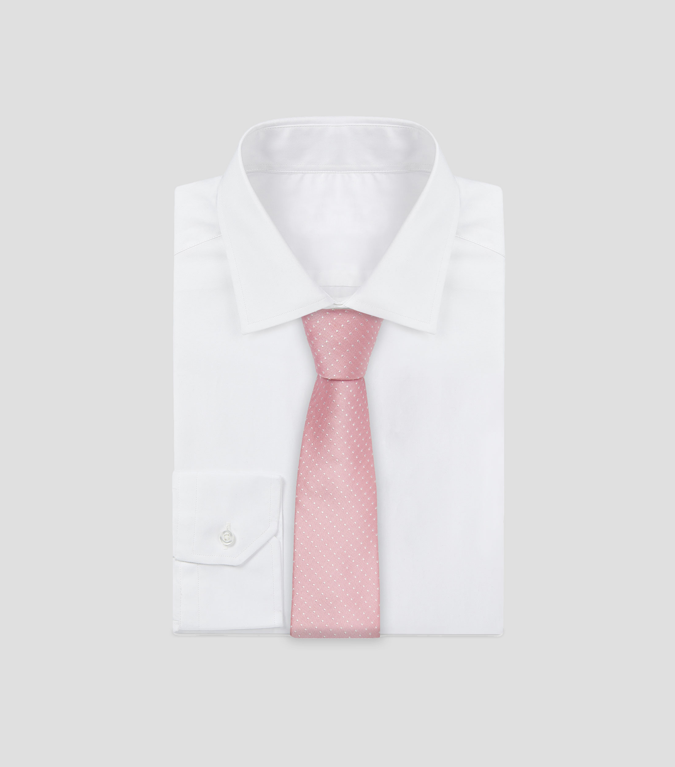 Corbata ancha en seda rosa con polkadots Brera