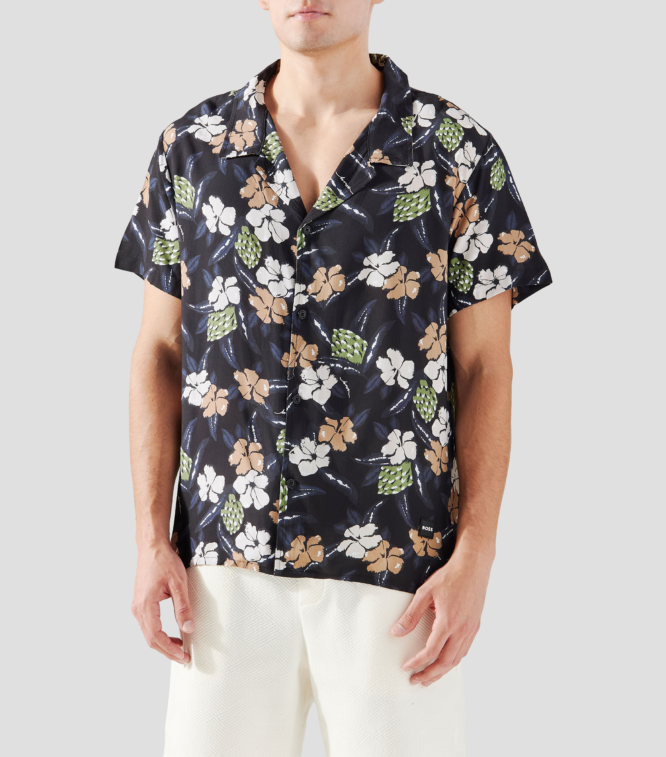 Camisa Flores manga corta Hombre