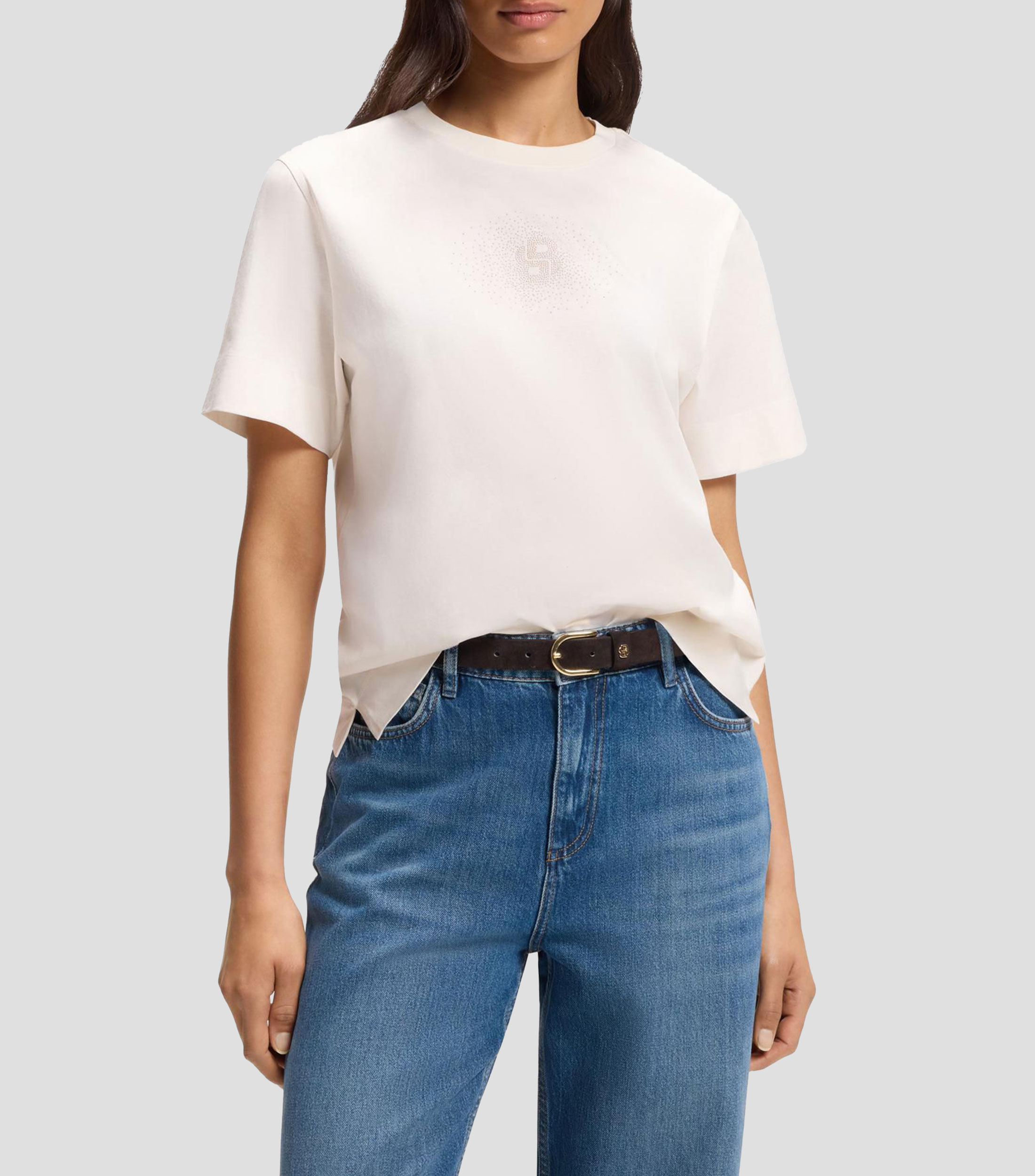 Playera regular de algodón con bordado del monograma Double B Mujer