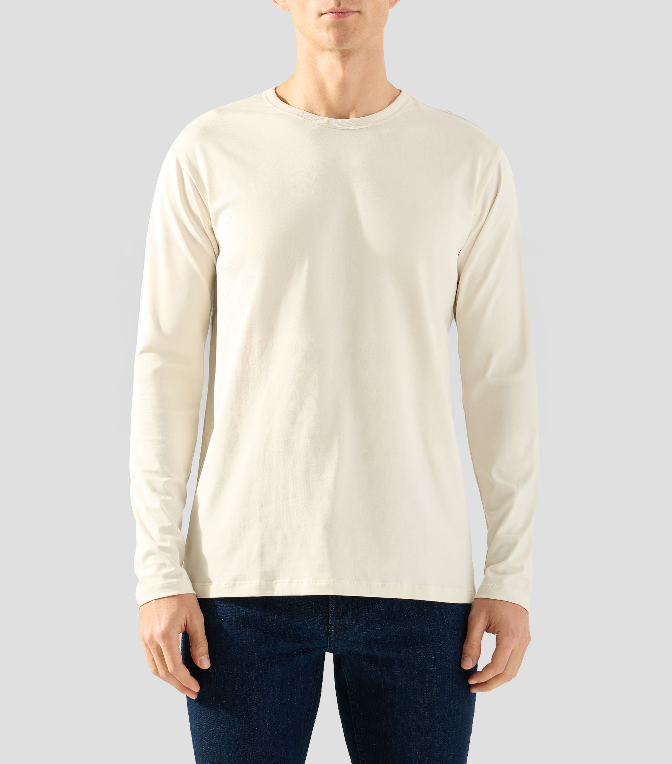 Playera cuello redondo manga larga lisa Hombre