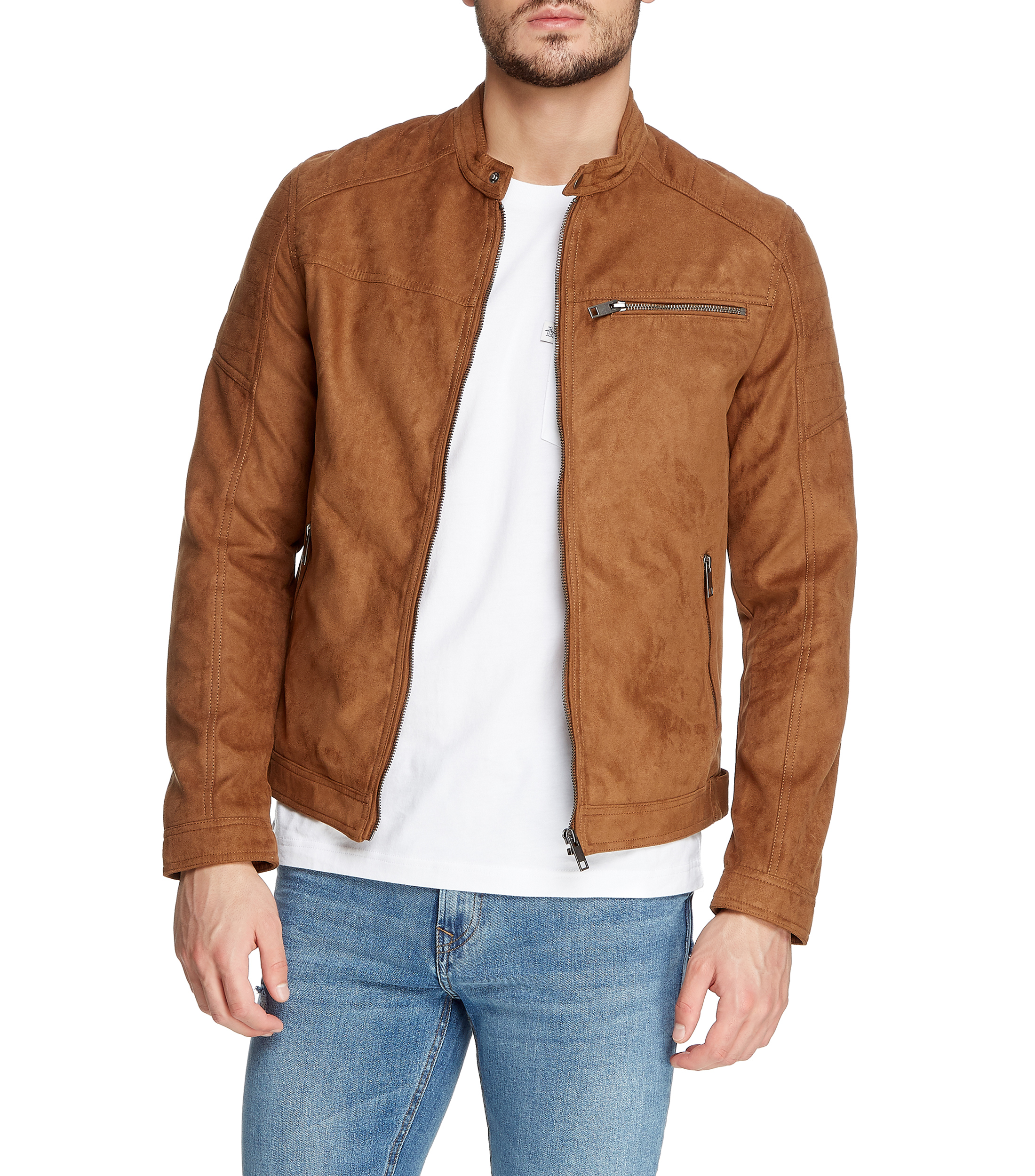 Chamarra de mezclilla cafe hot sale hombre