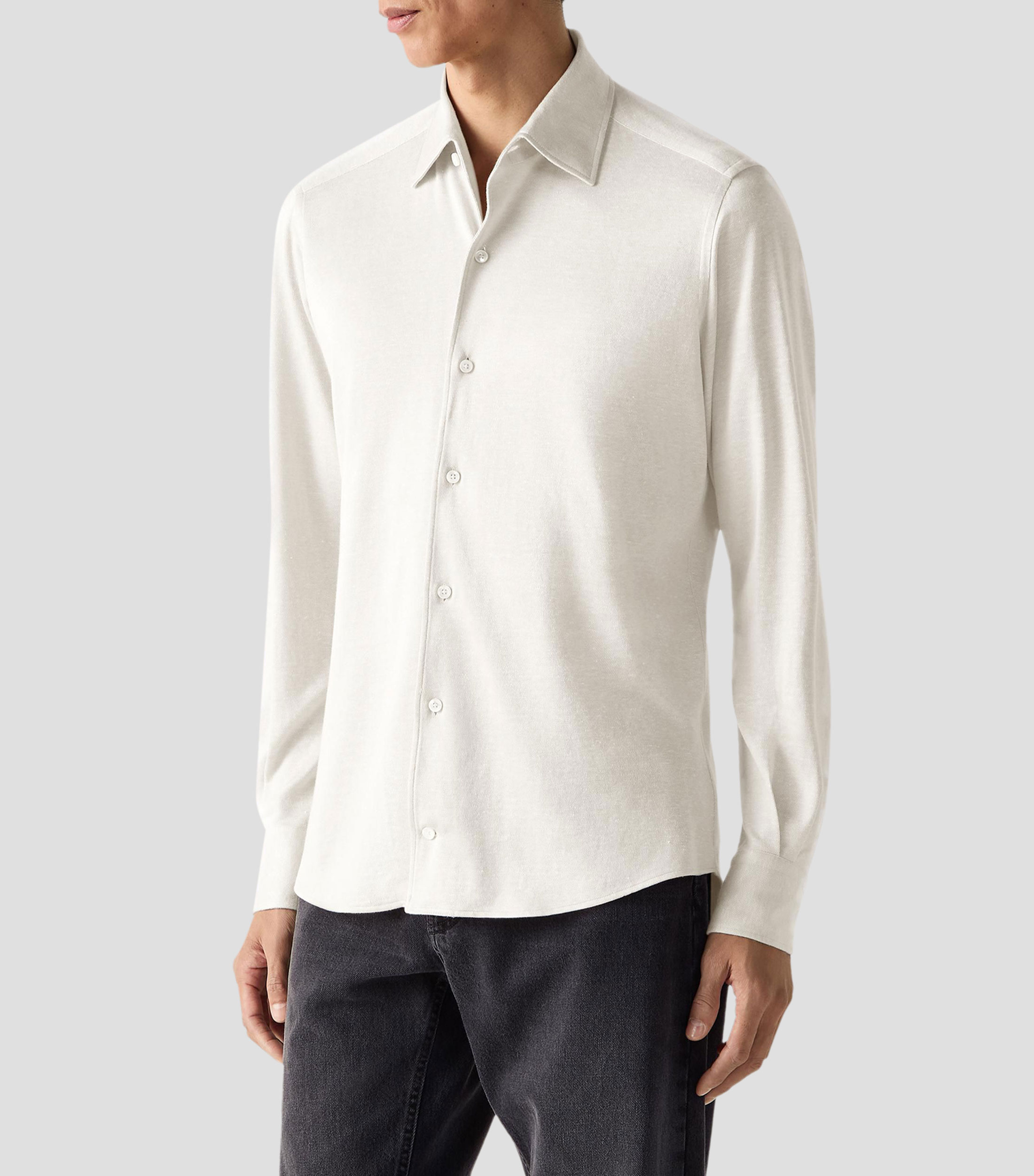 Camisa lisa con manga larga Hombre