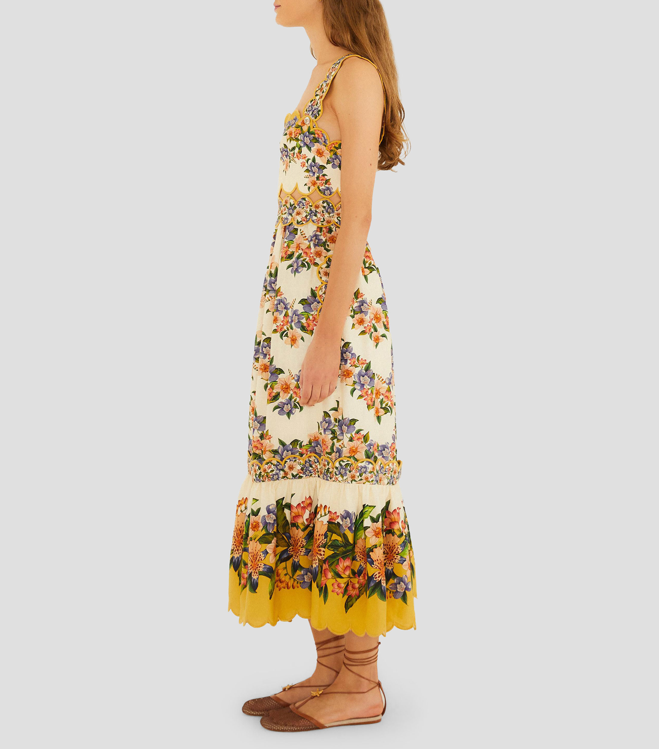 Vestido midi estampado floral Mujer