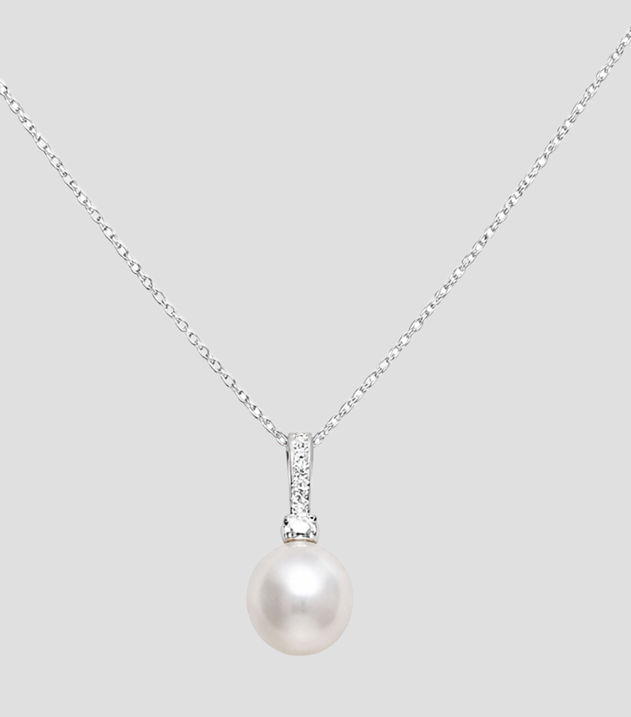 Collar con perla akoya en oro blanco 18 kilates con diamantes Mujer