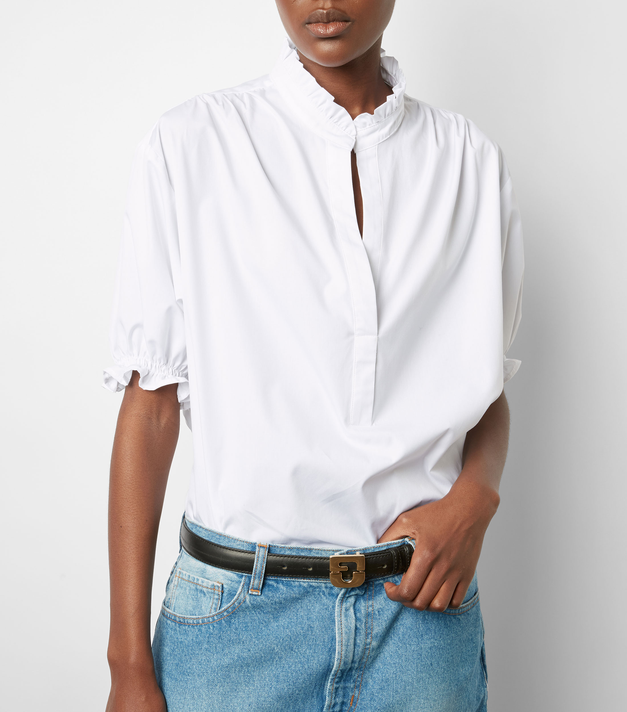 Blusa lisa de manga corta Mujer