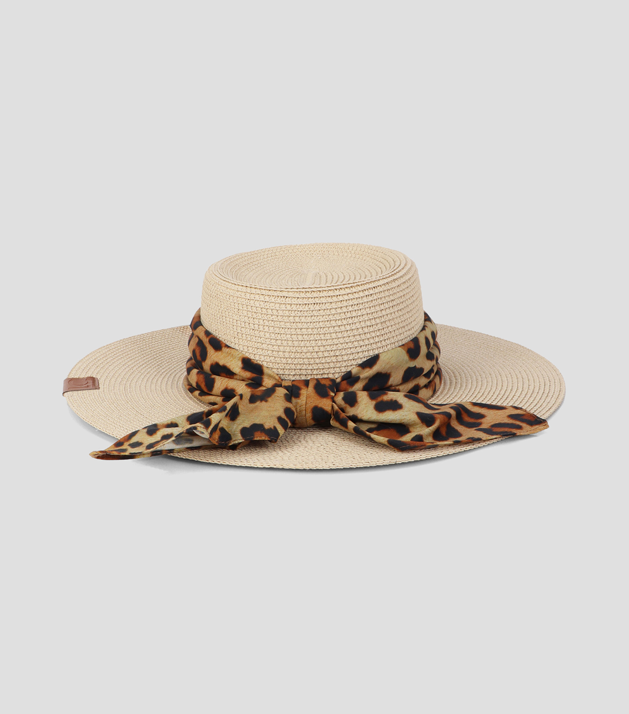Sombrero de playa con lazada estampada Mujer