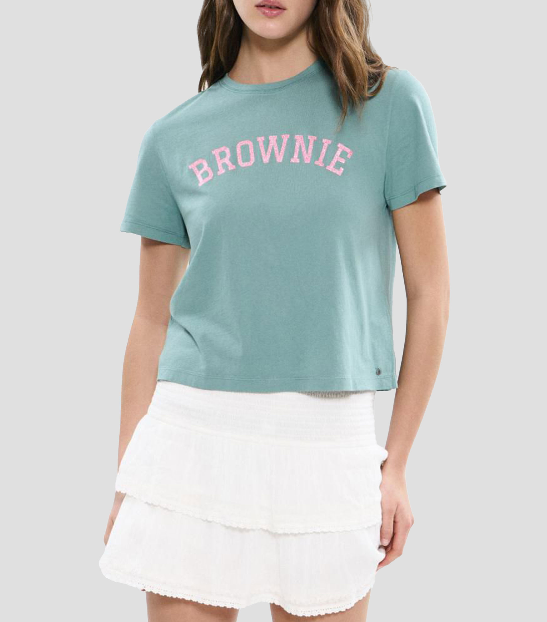 Playera cuello redondo manga corta estampada Mujer