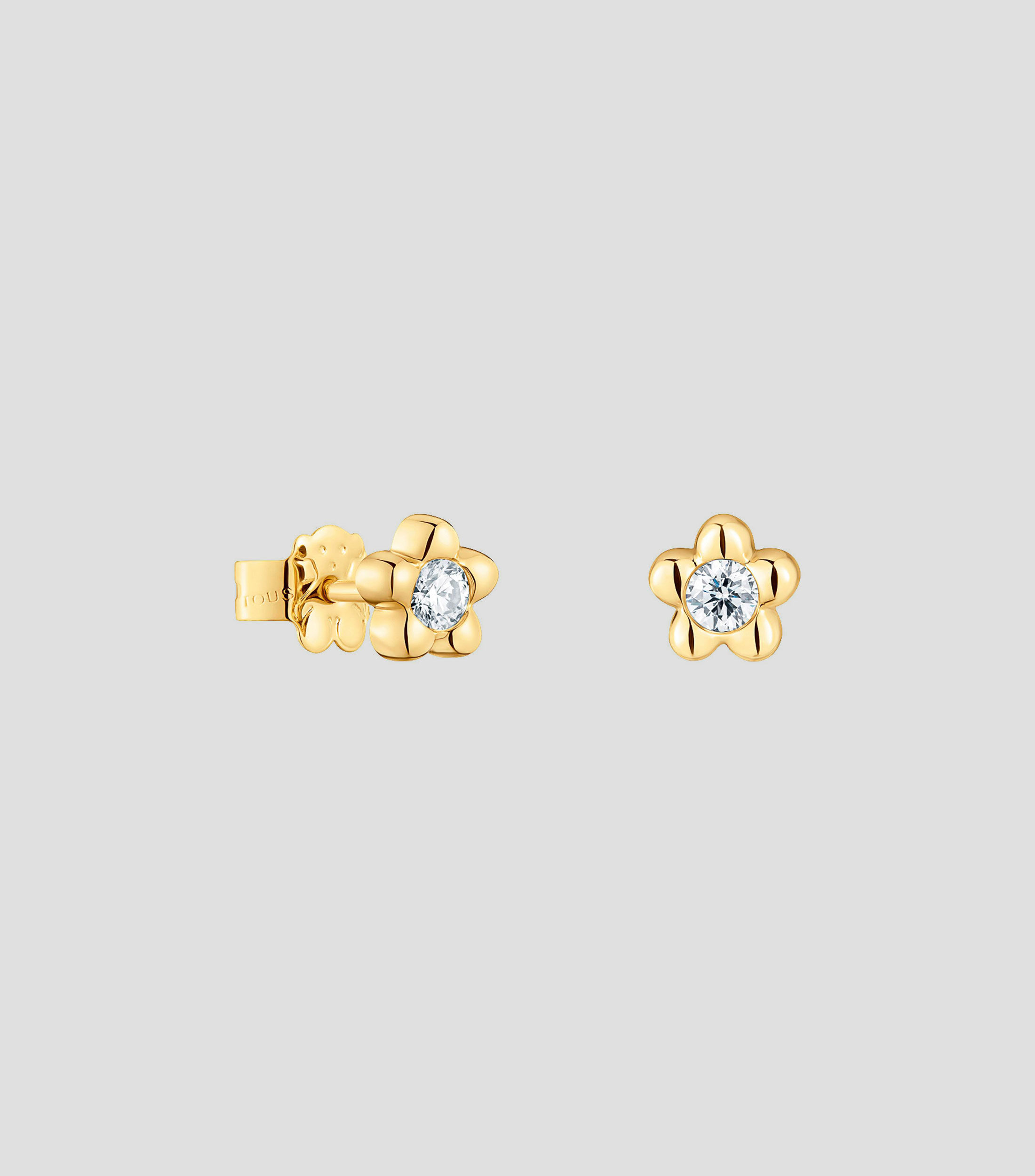 Aretes en oro de 14 Kilates en forma de flor con diamantes Lili Motives Mujer