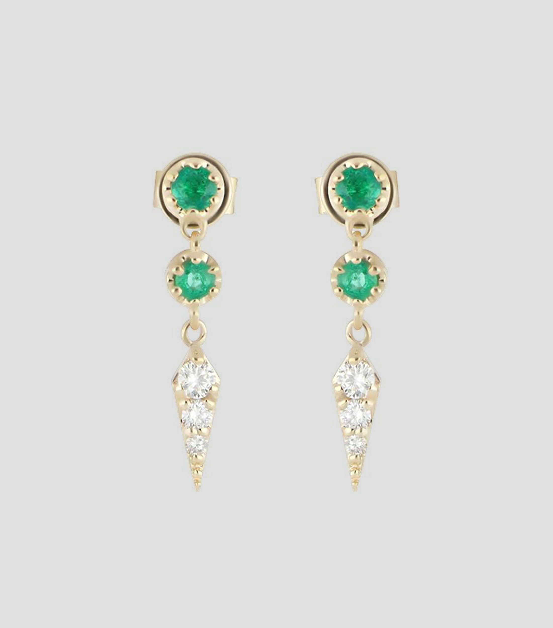 Aretes en oro amarillo 18 Kilates con Esmeralda y Diamantes Mujer