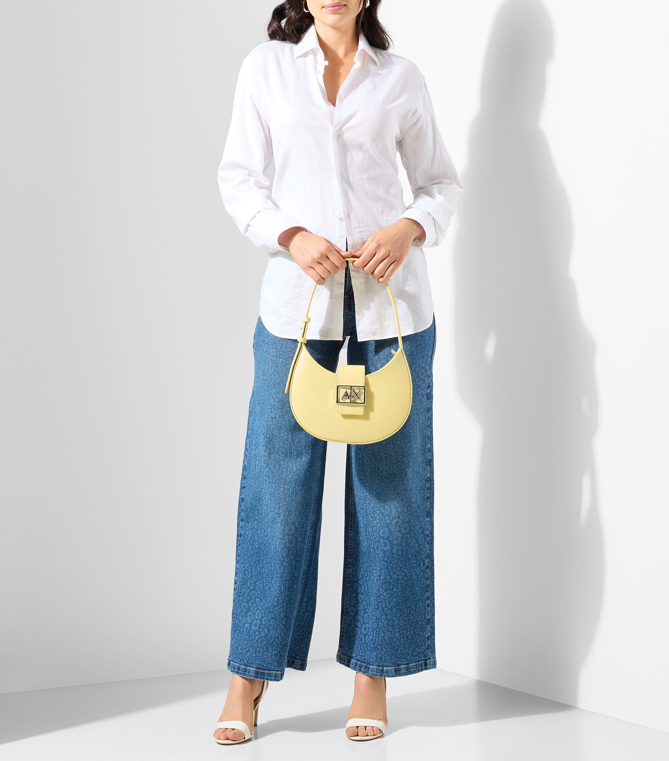Bolsa shoulder amarilla lisa Mujer