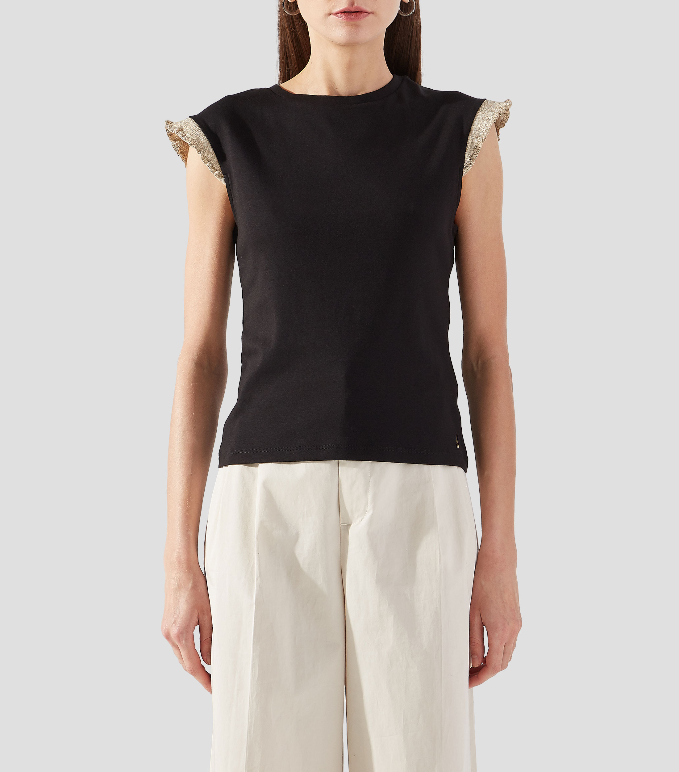 Playera cuello redondo sin mangas Mujer