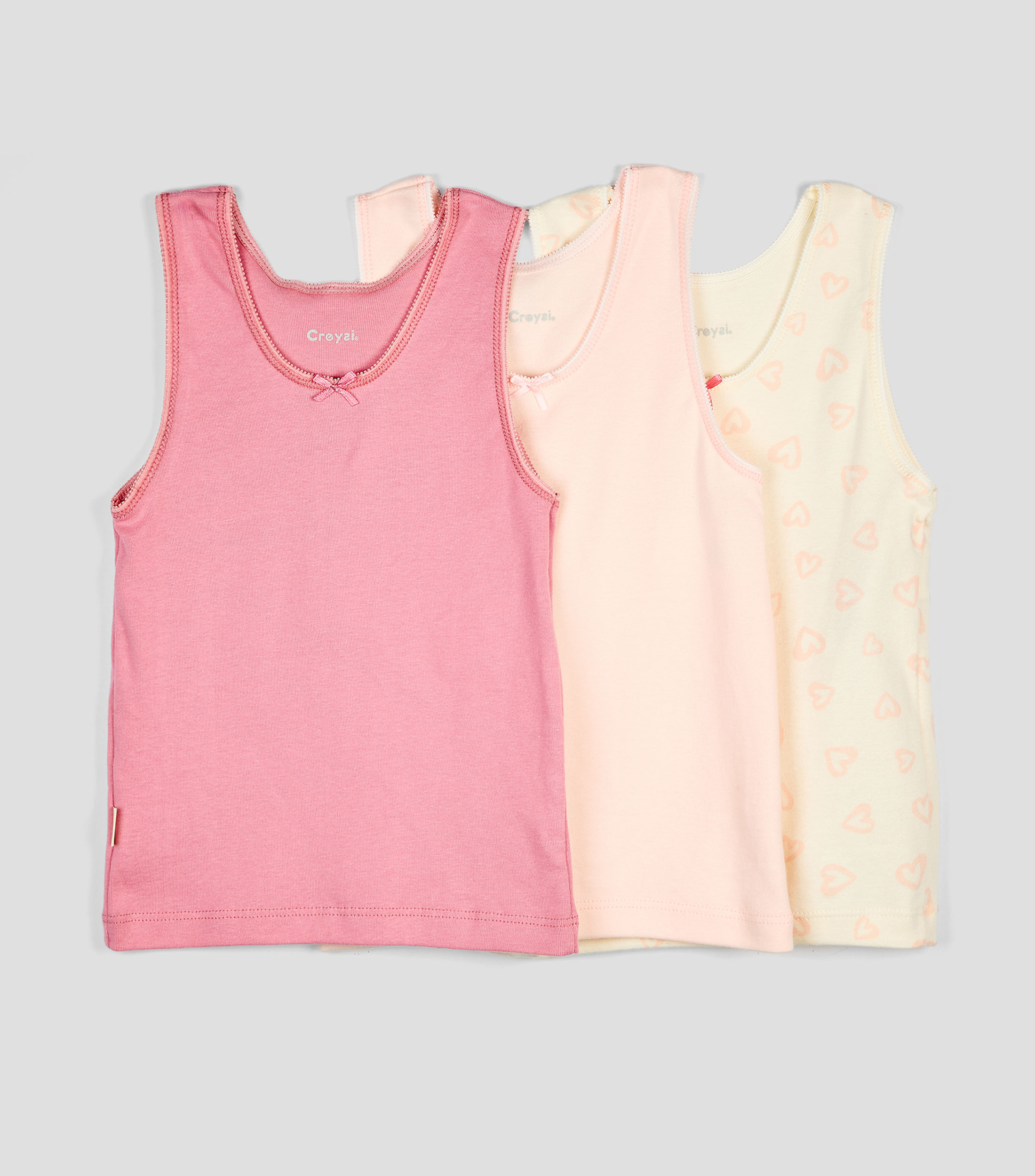 Set 3 playeras cuello redondo sin mangas fantasía Niña
